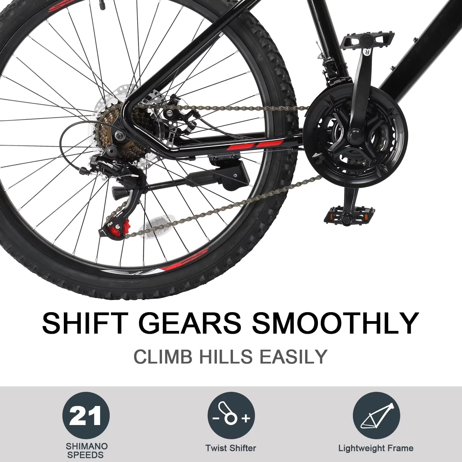 Mountain Bike Classic with Adjustable Speed, Lightweight, Adjustable Seat Height - Model A770C0