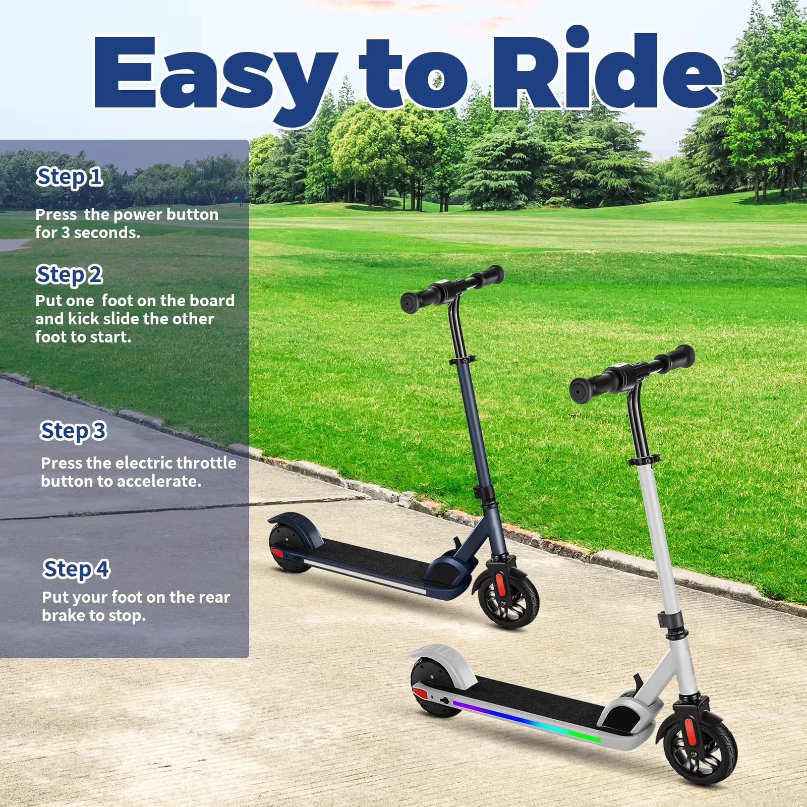 Modern Scooter with LED, 150W, Foldable - Aluminum Alloy, Iron (Metal) Black Model 0C8222