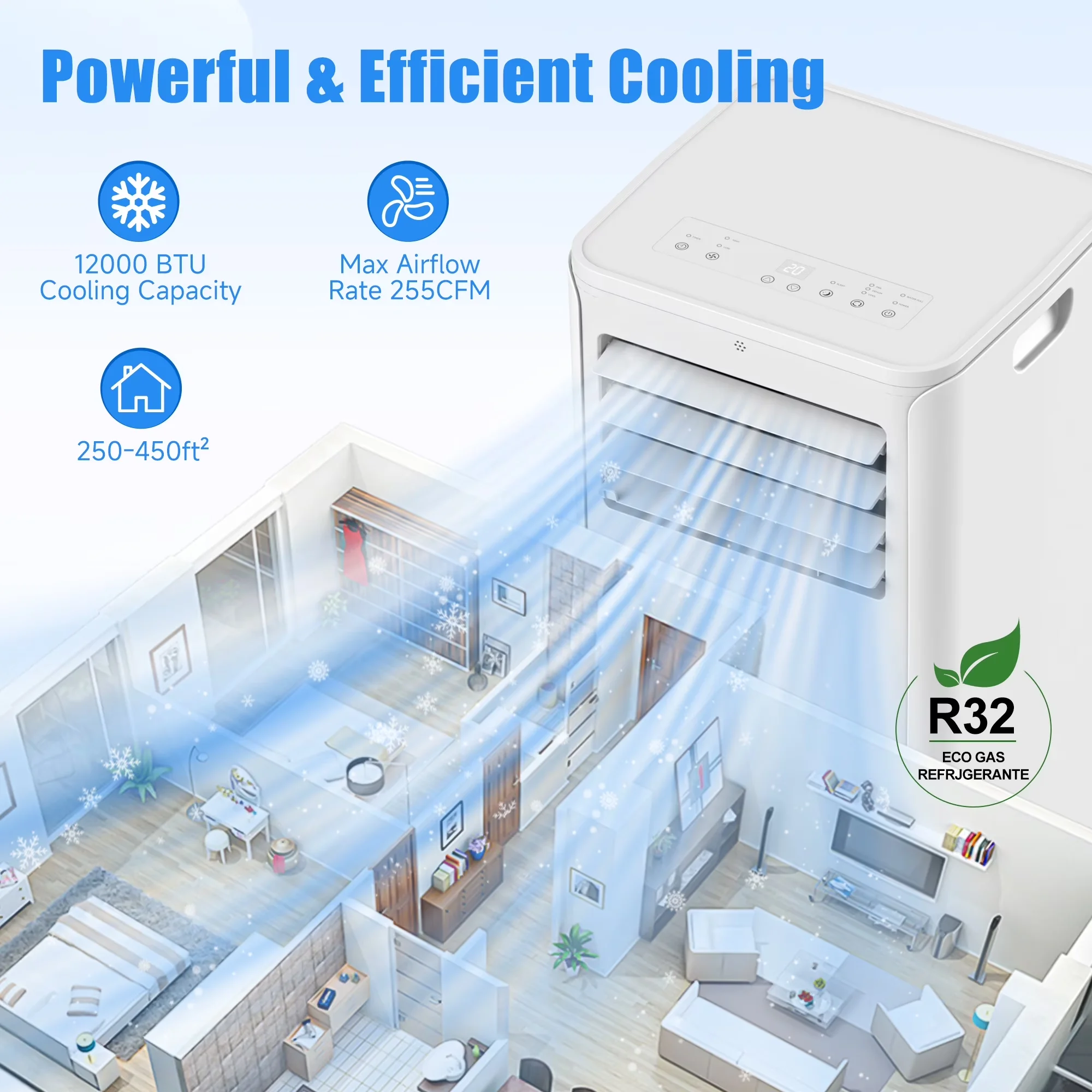 Compact Air Conditioner with 12000 BTU, Wi-Fi Capable, Remote Controlled - White Model 1D97F6
