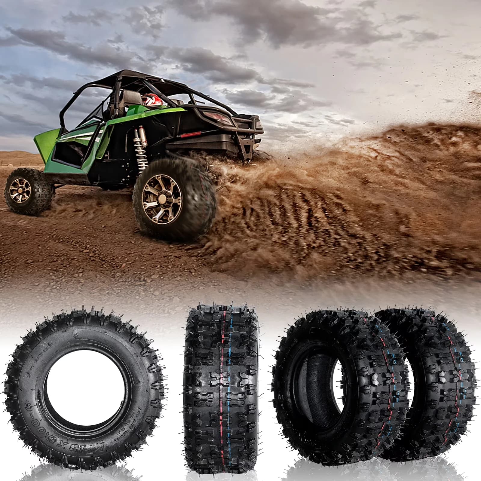 Atv Tire Premium with Replacement, Smooth, Tubeless All-Terrain Tires for Small - Model 16C0C2