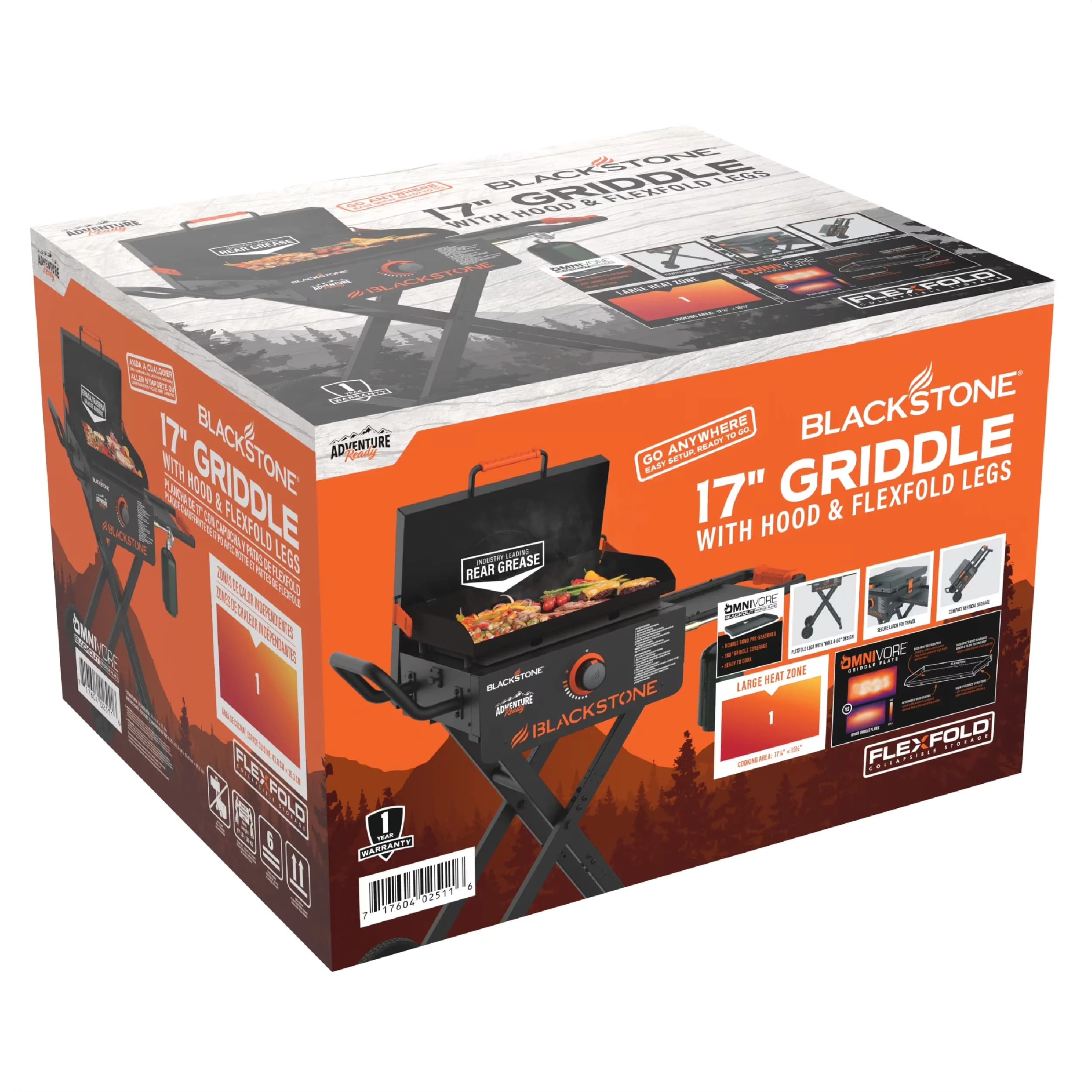 Durable Flat Top Grill with Portable, Flexfold® Legs, Adventure Ready 17” Propane Griddle - Steel Model B5A300