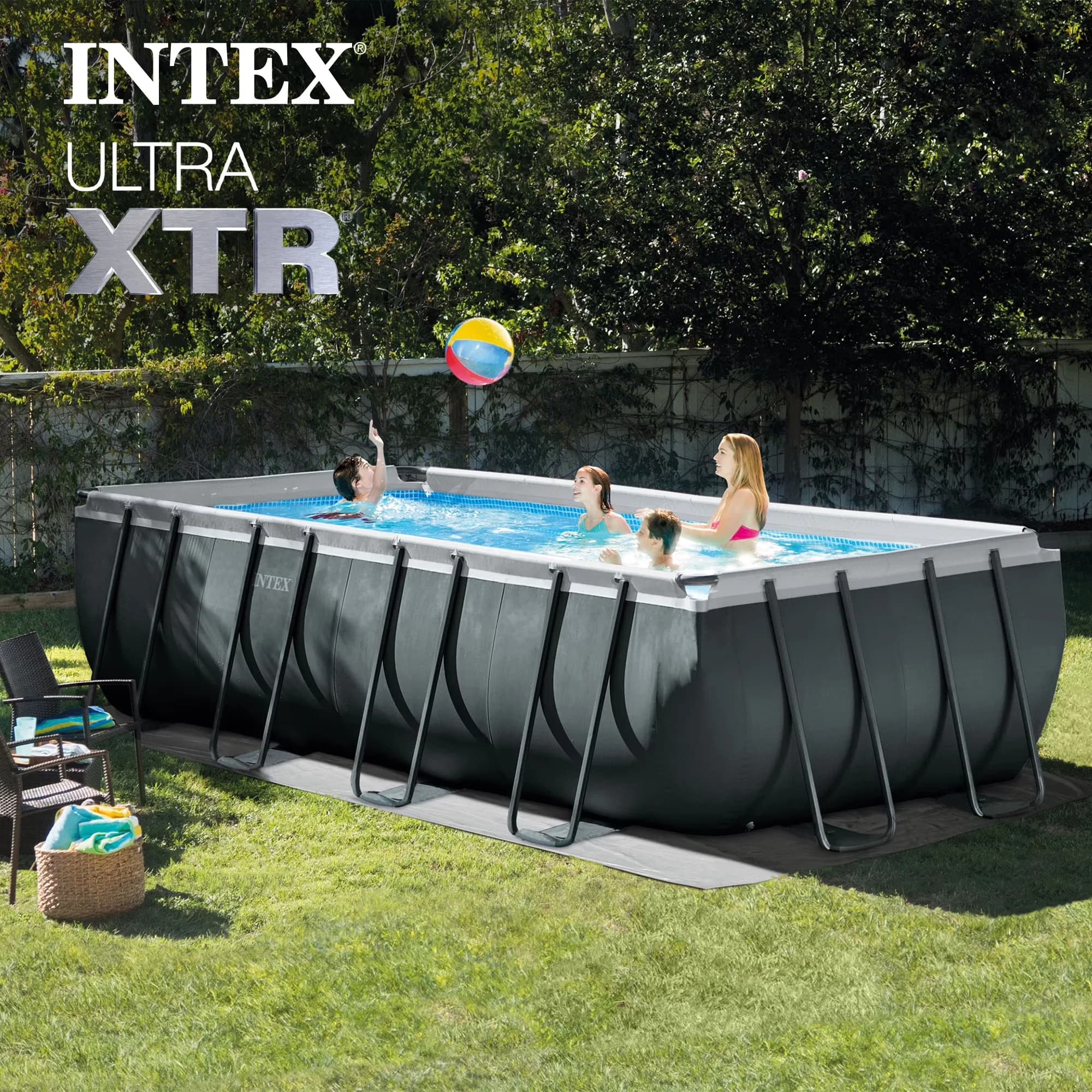 Durable Above Ground Pool with Uv Resistant, Canopy - Beige 18Ft for General Purpose Model 095BA0