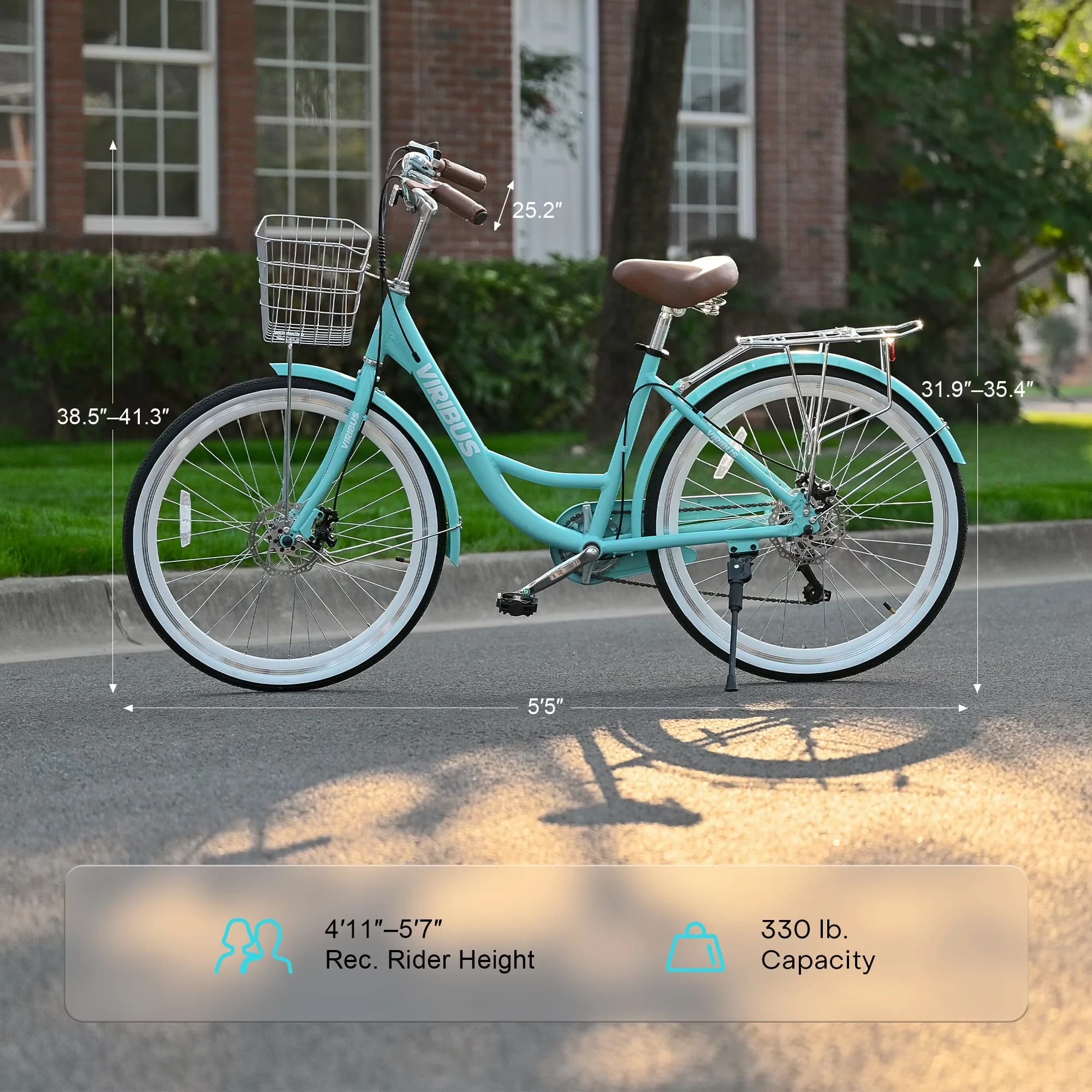 Efficient Cruiser Bike with Adjustable Height, 24" Beach - Sky Blue - Quality Construction Model 88A89B
