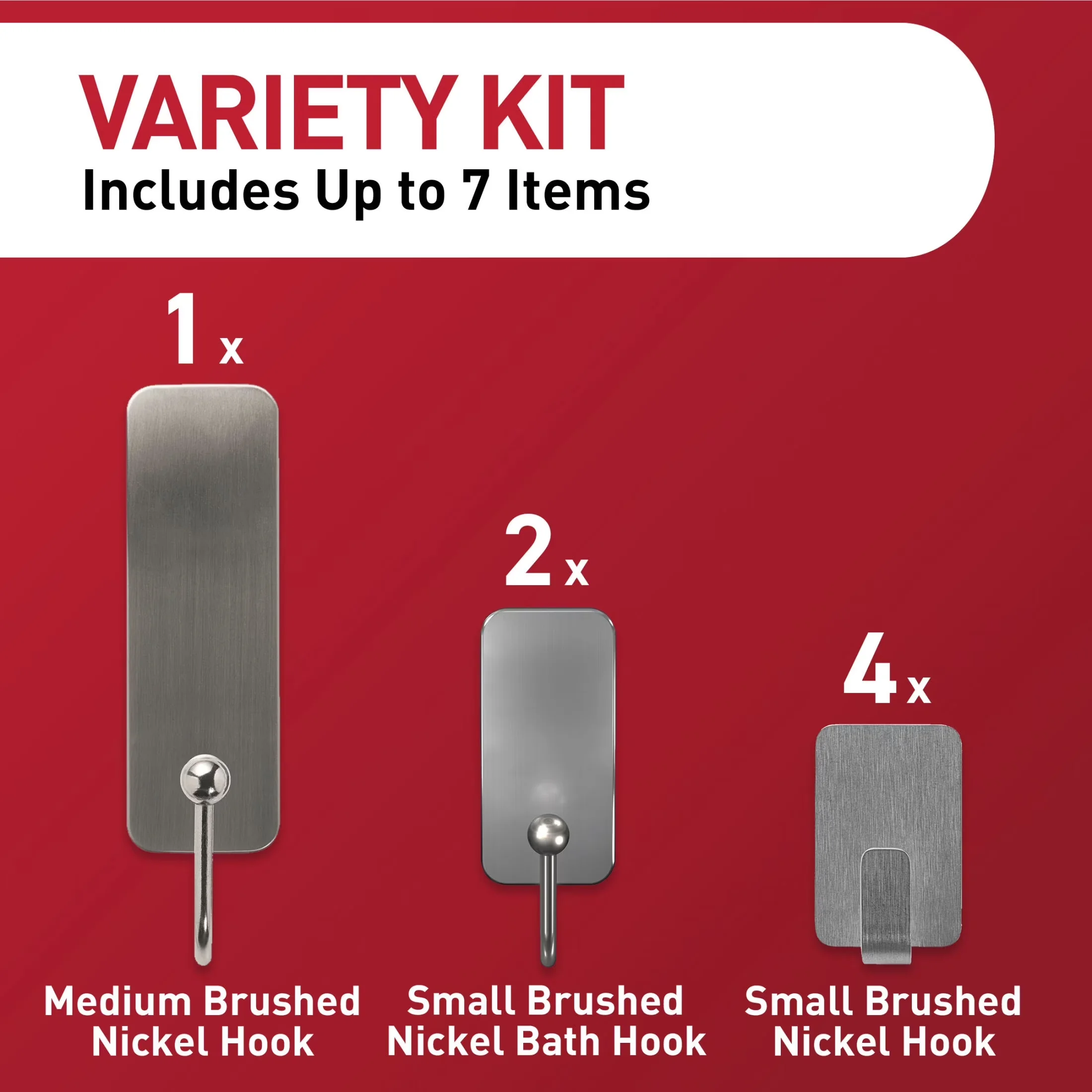 Sleek Damage-Free Hanging with Wall-Mountable, Easy Installation, Hang up to 7 Items - Silver Metal Model 87977E