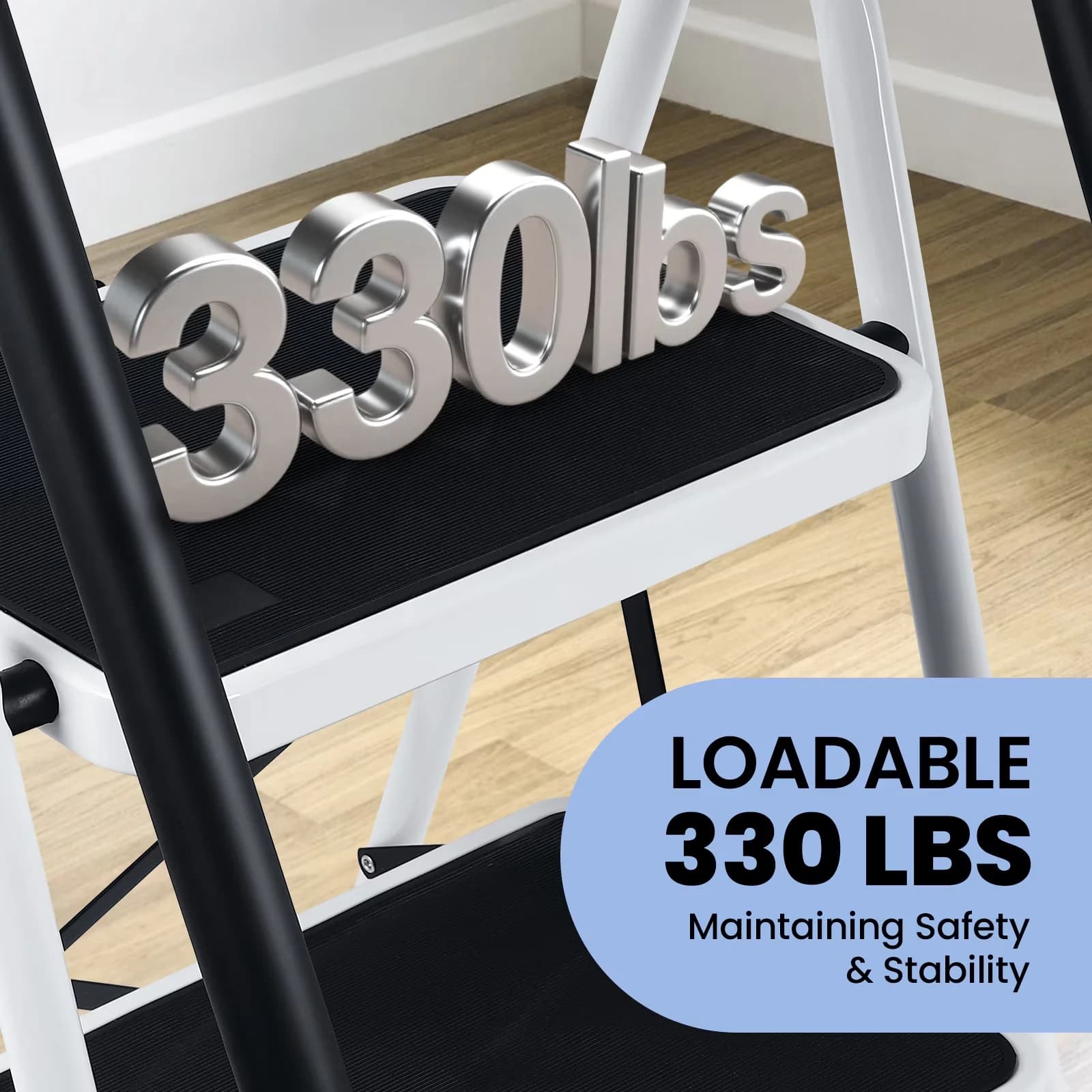 Innovative Ladders And Step Stool with Waterproof, Sturdy Steel Ladder 4 Folding - White Aluminum Model 7861EC