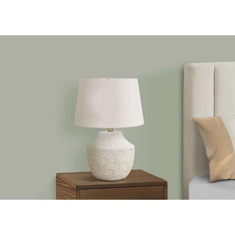 Stylish Table Lamp with Incandescent, Bedside Lamps, 20" Concrete Stone - Concrete Beige Model EA8A9E