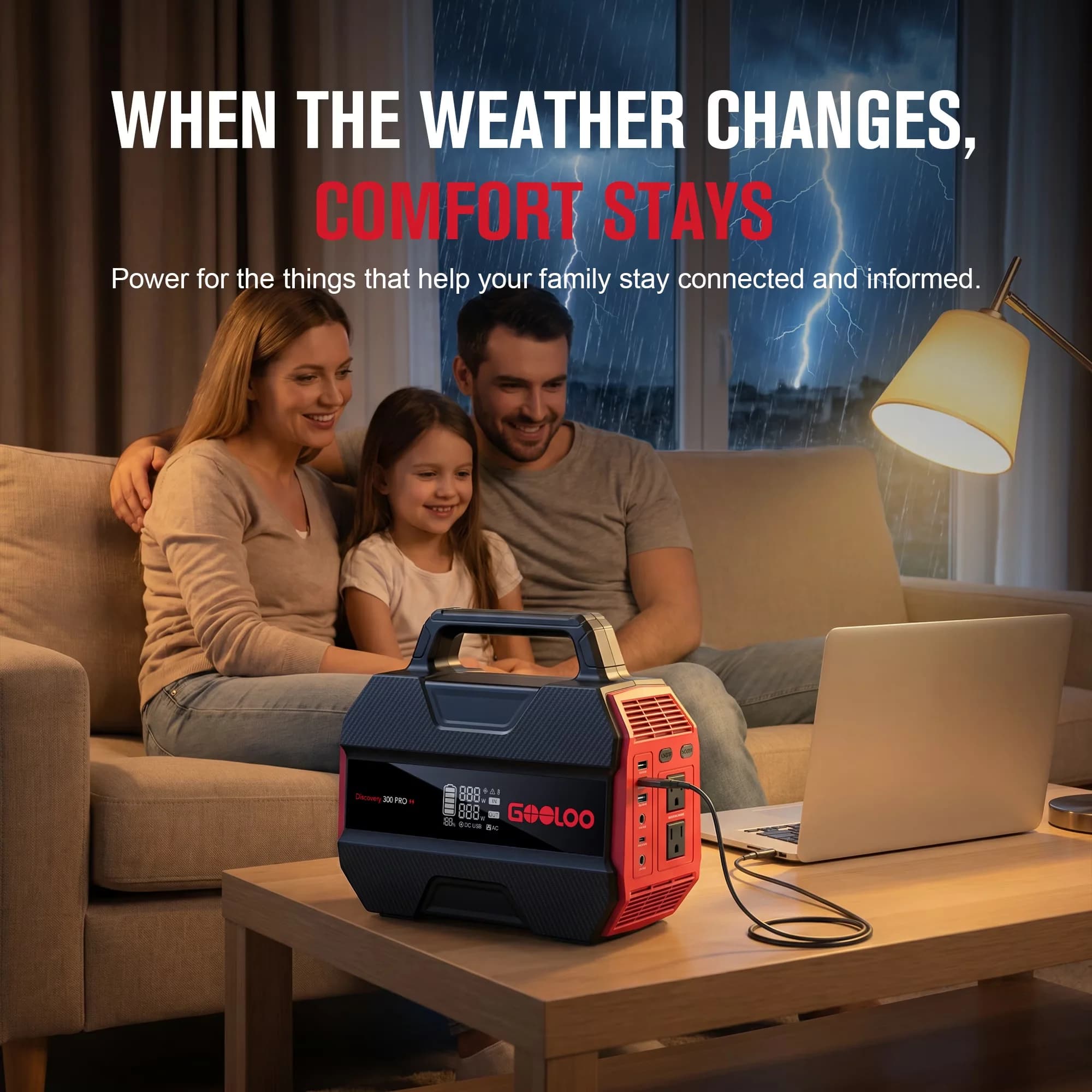 Professional Generator with 300W, 12V, Short Circuit Protection for Camping, Rv - Model 5B335A