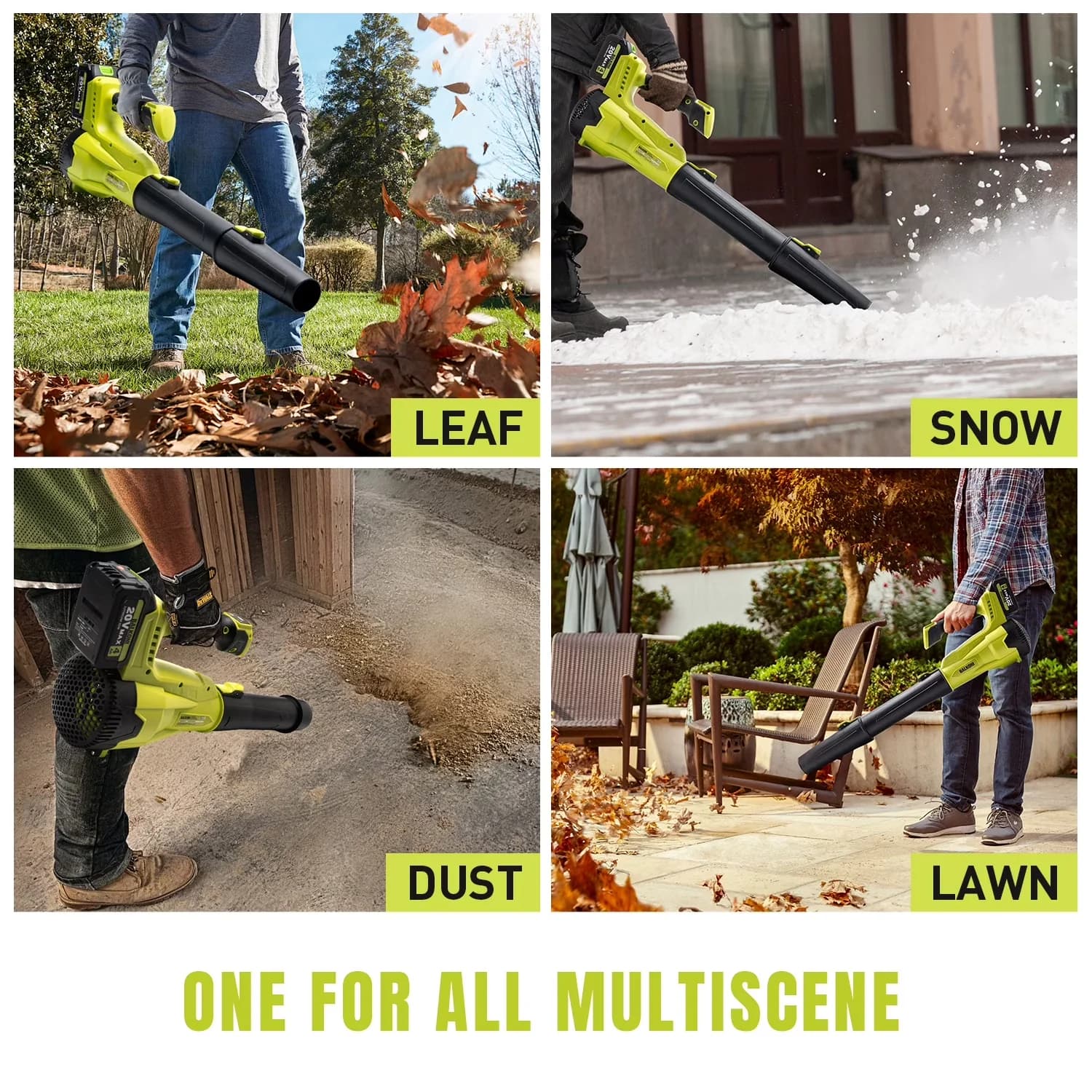 Leaf Blower Efficient with Battery, Delivers 180 MPH air speed, 6-Speed Adjustable - Model 0A0760