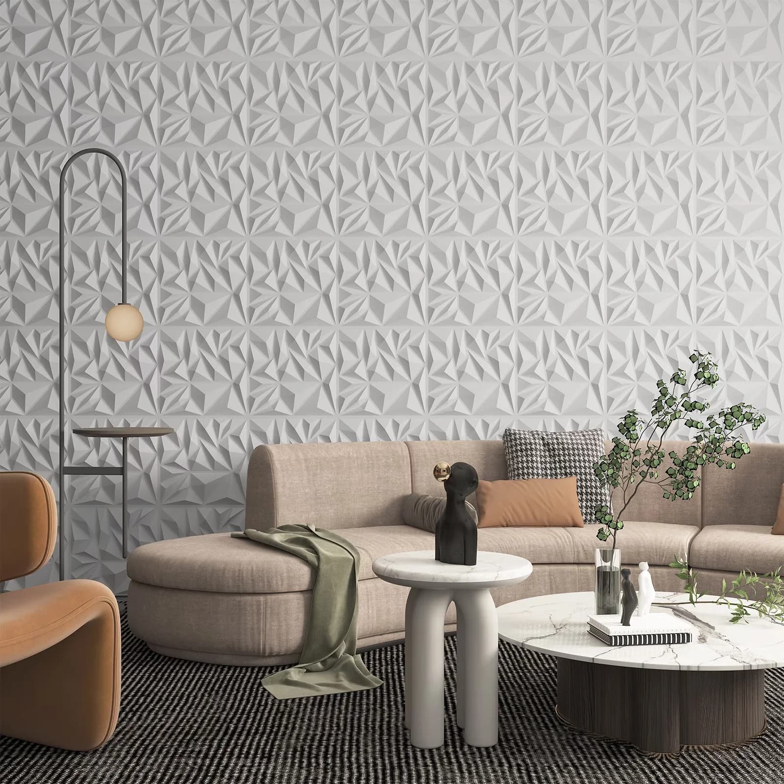 Stylish Wallpaper Wall Decals Wall Covering with Waterproof - White for Home Model 38D9A4