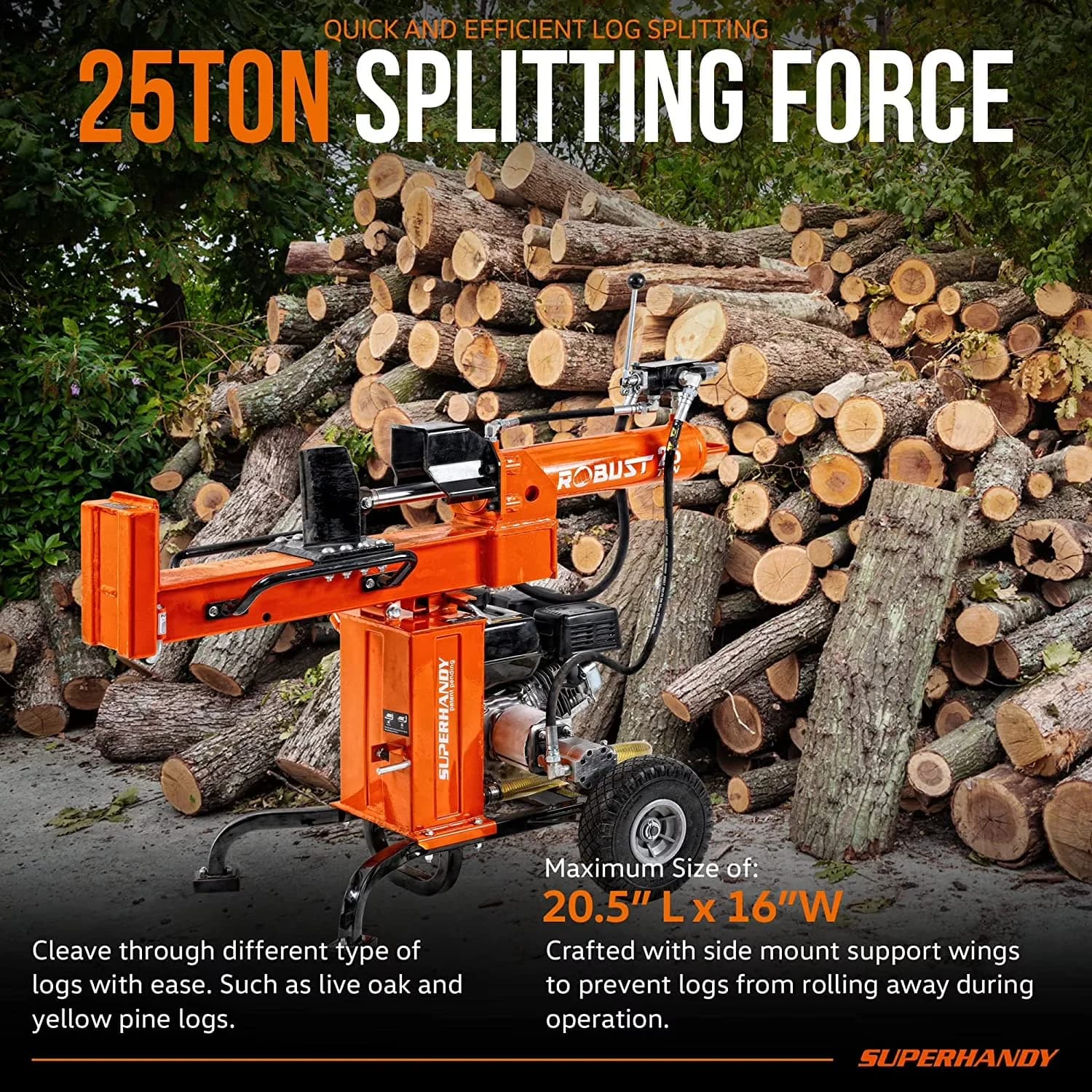 Stylish Logsplitter with Wheeled, Assembled weight is 226 lbs., Gas-Powered Log Splitter - Multicolor Model D2EBB1