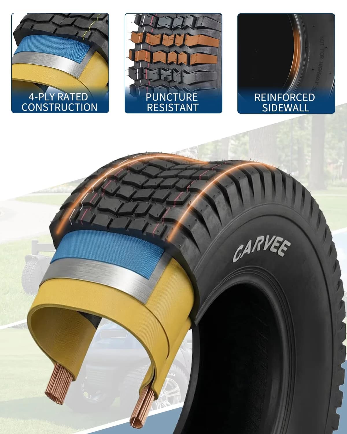 Modern Lawn Mower Tire with Weather-Resistant, Heavy-Duty, Wet Or Dry - 00-8 Model 821DB9