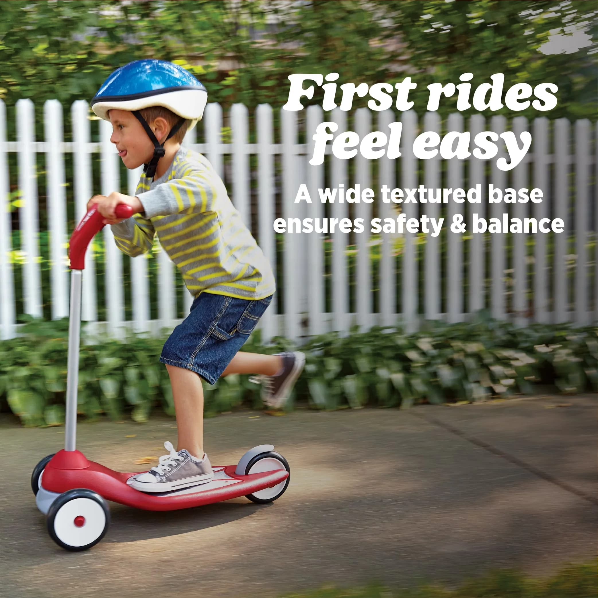 Essential Scooter with Lightweight, Easy-to-use foot brake for added control, Extra-wide base for better balance - Red Steel, Plastic Model 8B21BD