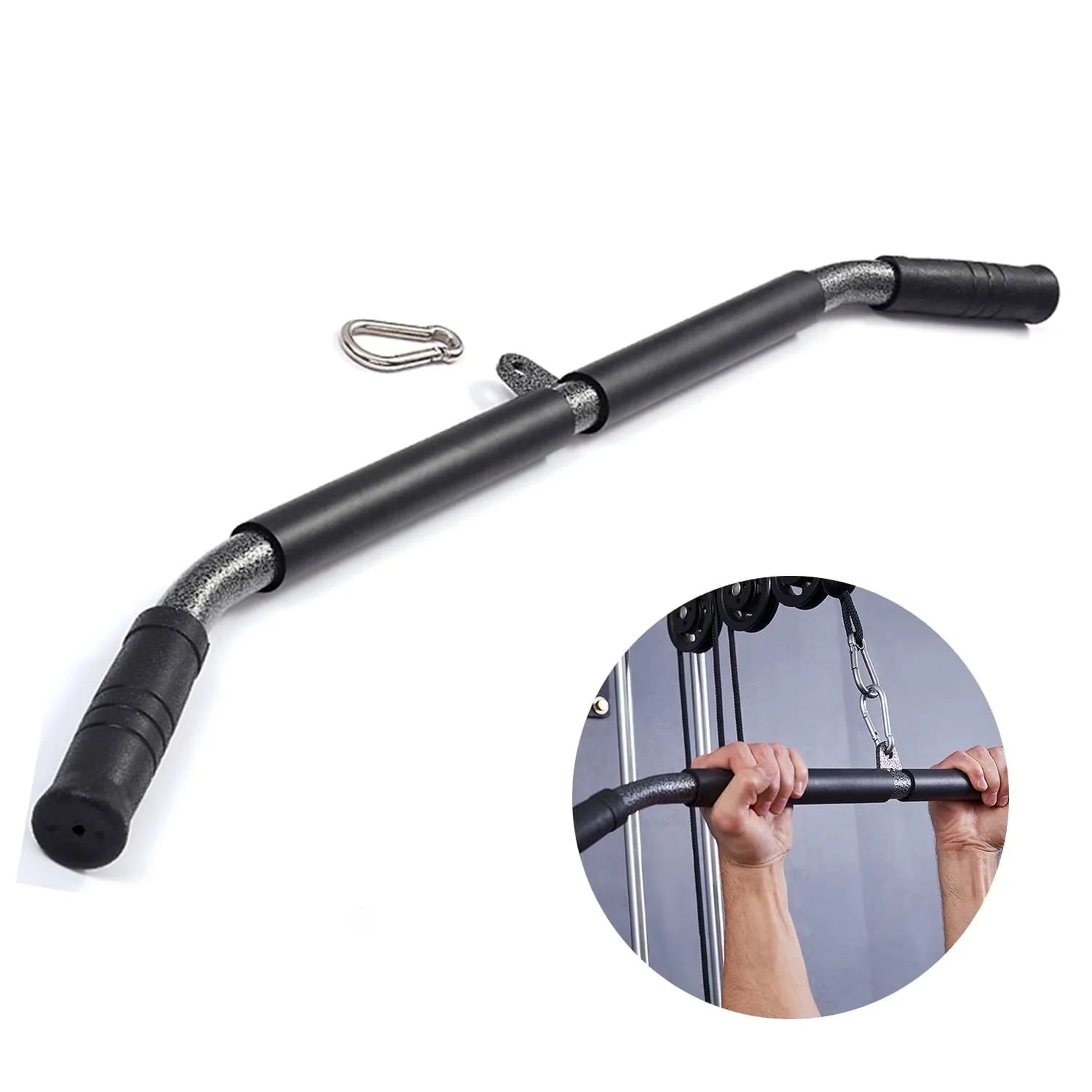 Professional Home Gym Accessory with Heavy Duty, LAT Pulldown Bar Handle Wide - Pvc+Iron Black Model 42C5C7