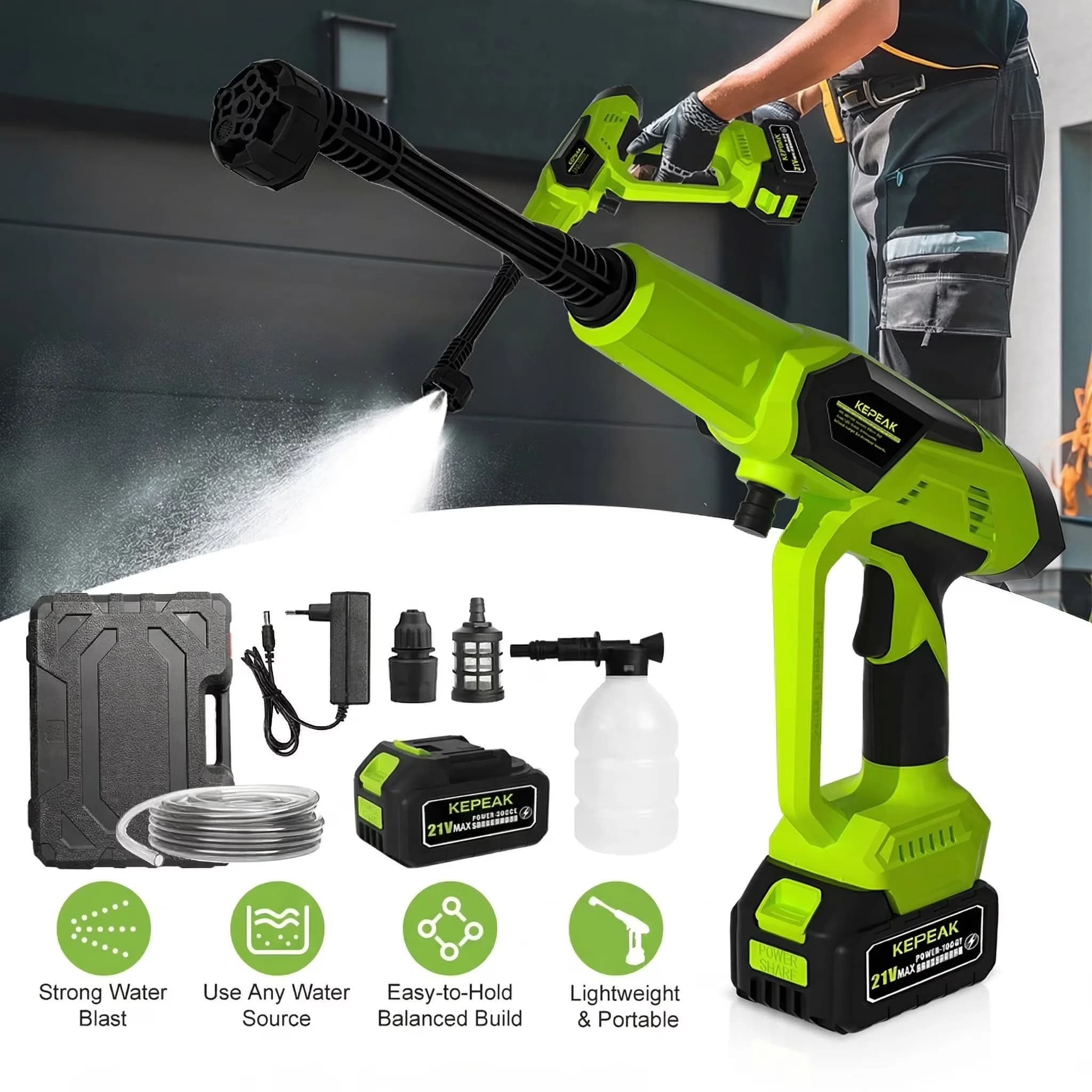Pressure Washer Classic with Battery, Adjustable Wand, 5L/Min Flow - 1450PSI Model 716DF0