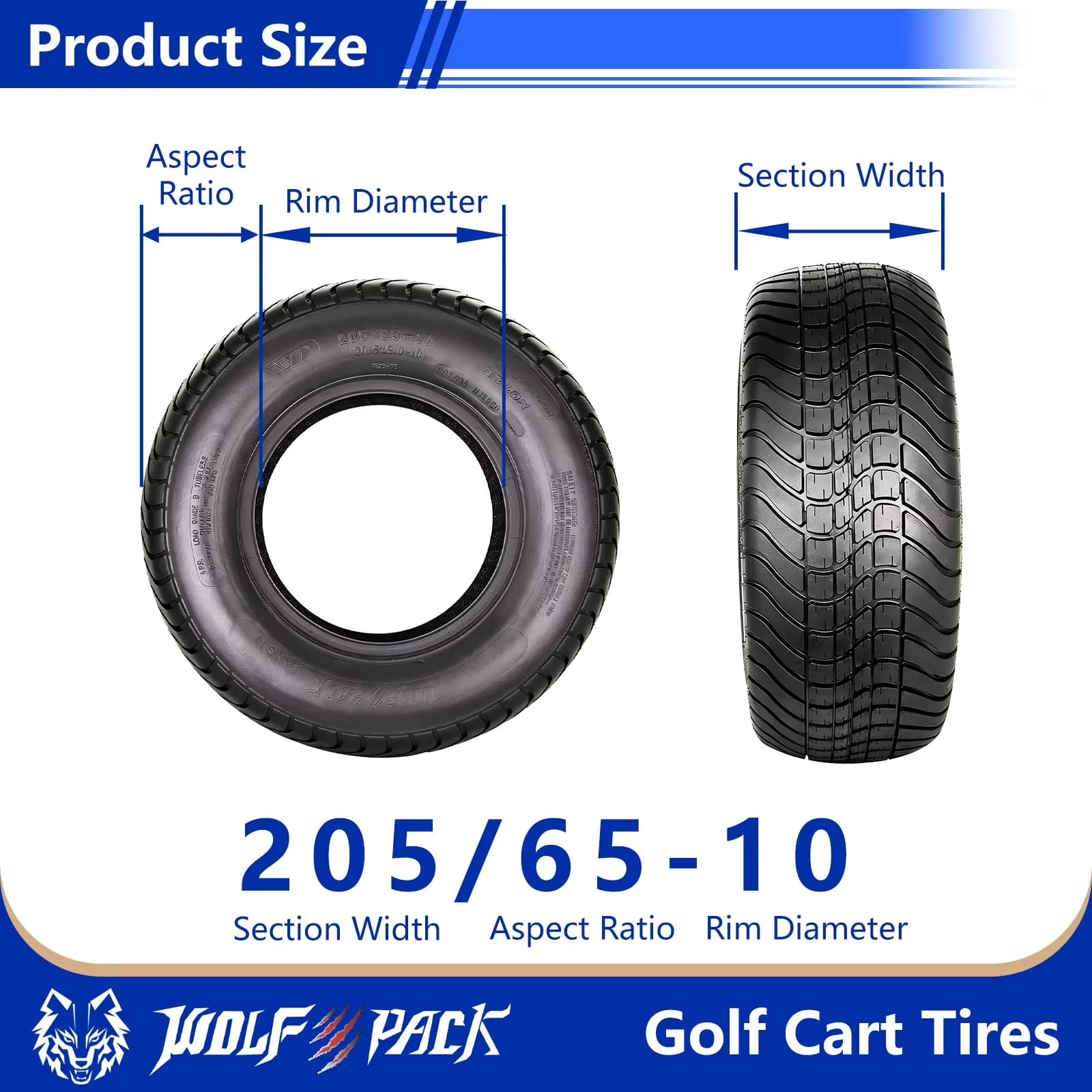 Modern Golf Cart Tire with Durable Construction, Smooth, Tires only, rims are not included. - Model D66896