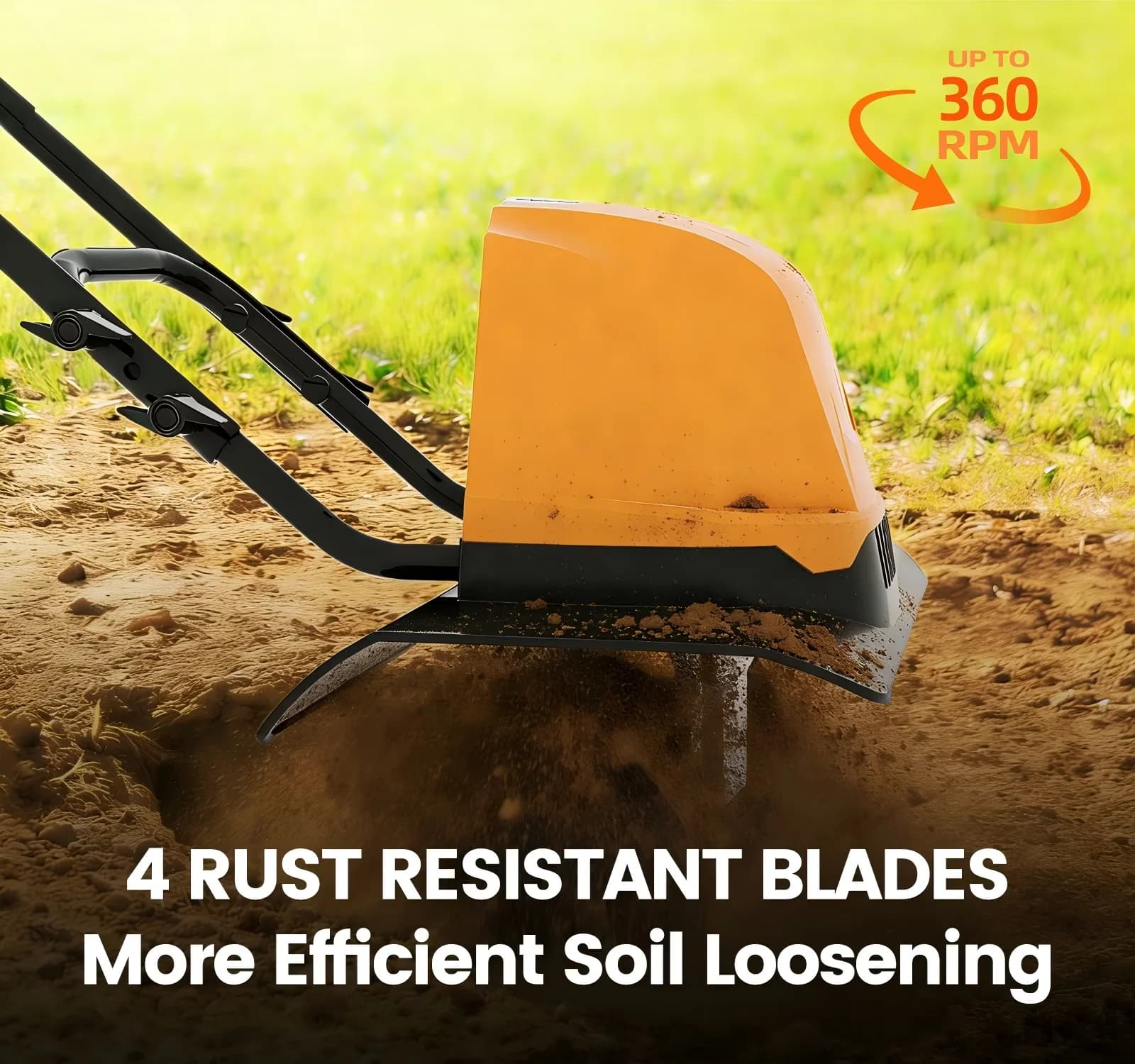 Modern Trillers Cultivator with Electric Tiller, 14 Inch 12 Amp Corded Garden Tiller, 4 Steel Blades Easy to Use for Garden - Model D6C56C