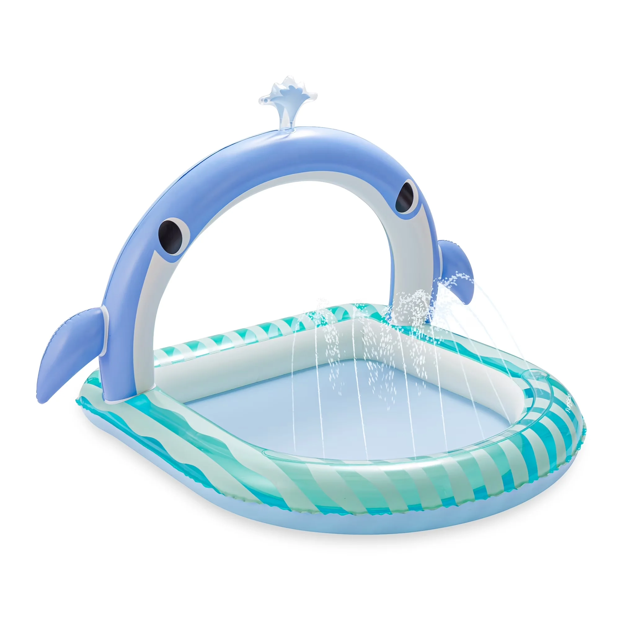 Compact Inflatable Pool with Whale Tale Arch Spray Kids, 57" x 66" x 41" - Blue Model 15CE11