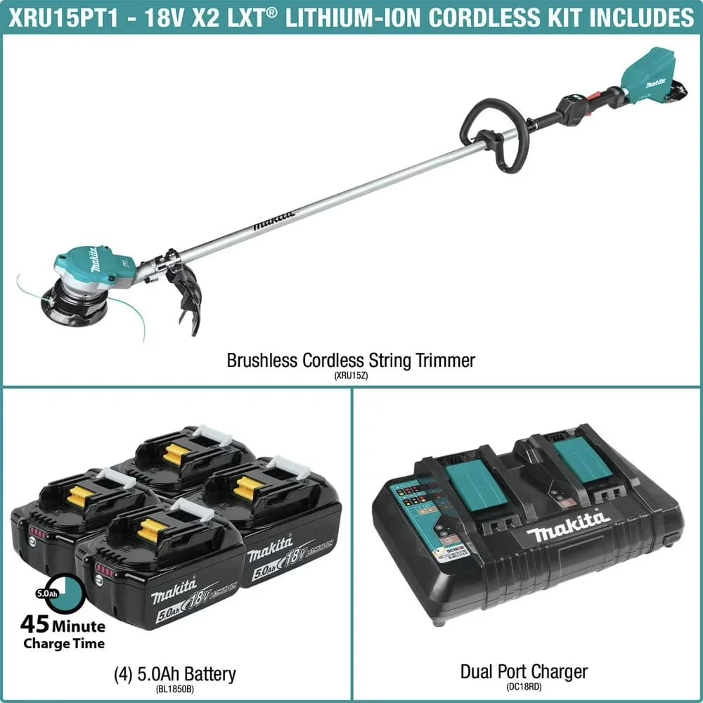 Quality String Trimmer with Battery, Brushless, 4 Batteries - XRU15PT1 Model 15038B