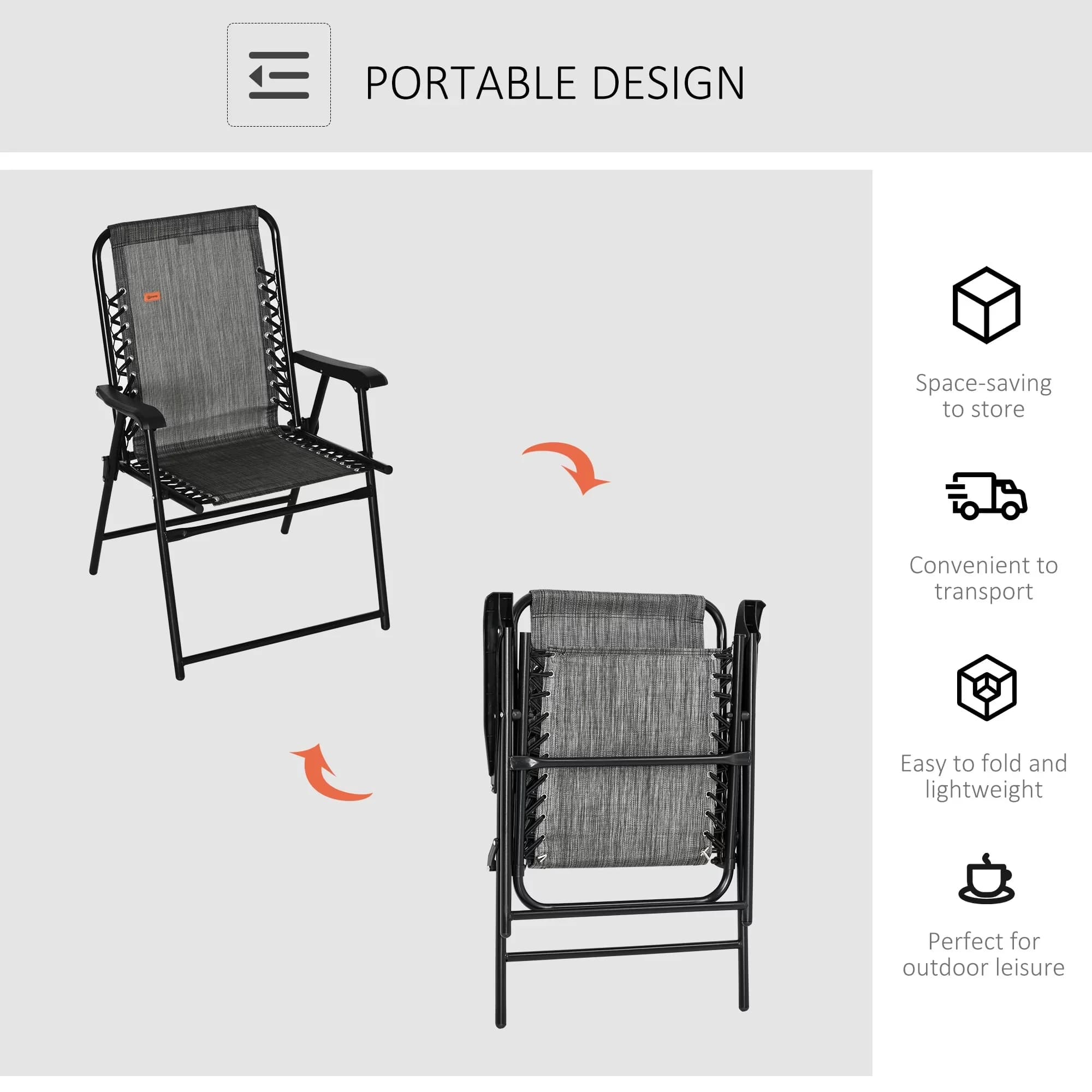 Innovative Patio Chair with Folding, Weather-Resistant - Gray for Camping, Garden Model AA1DDA