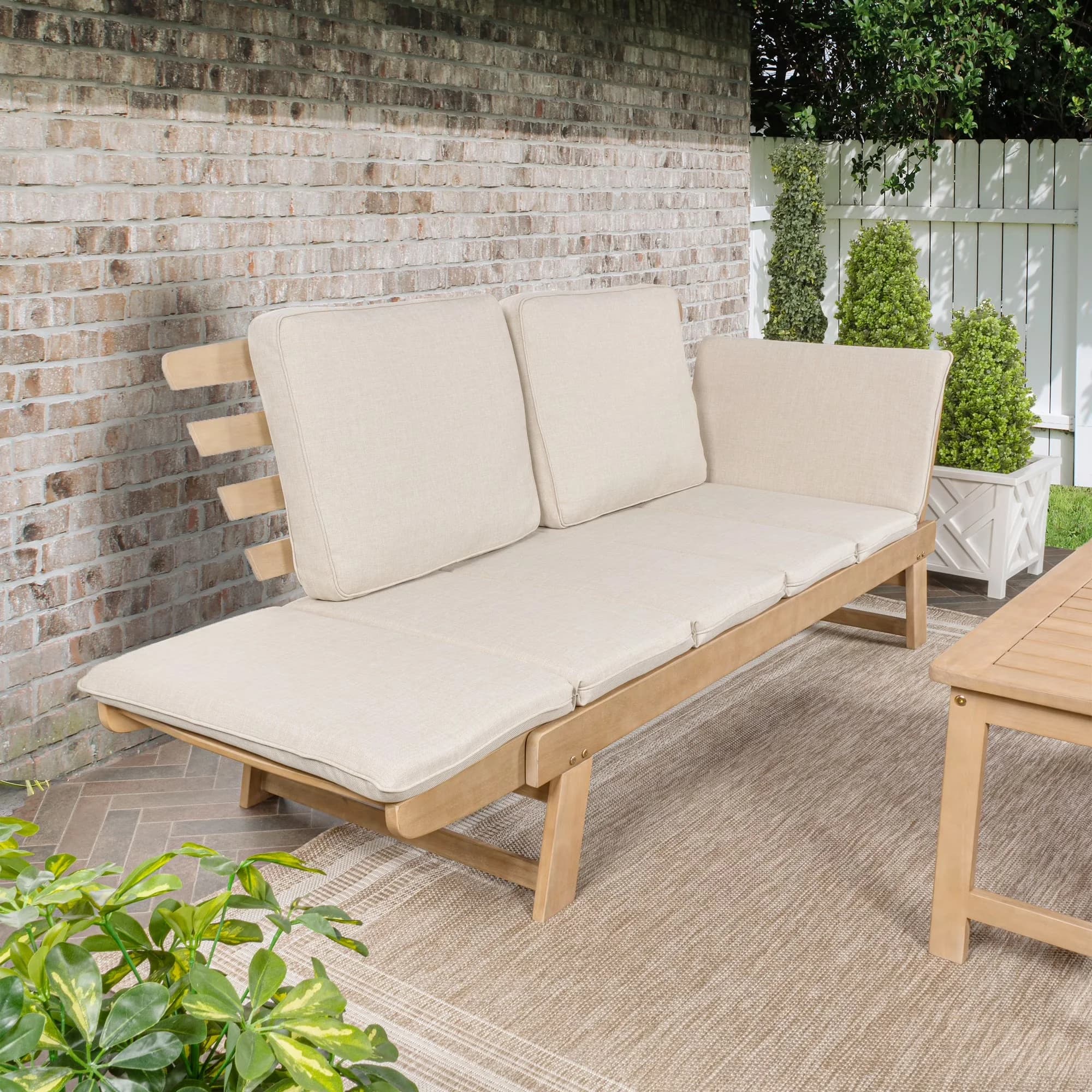 Quality Outdoor Sofas Sectional with Mid-Century, patio or balcony - Brown Wood Model FAAA79