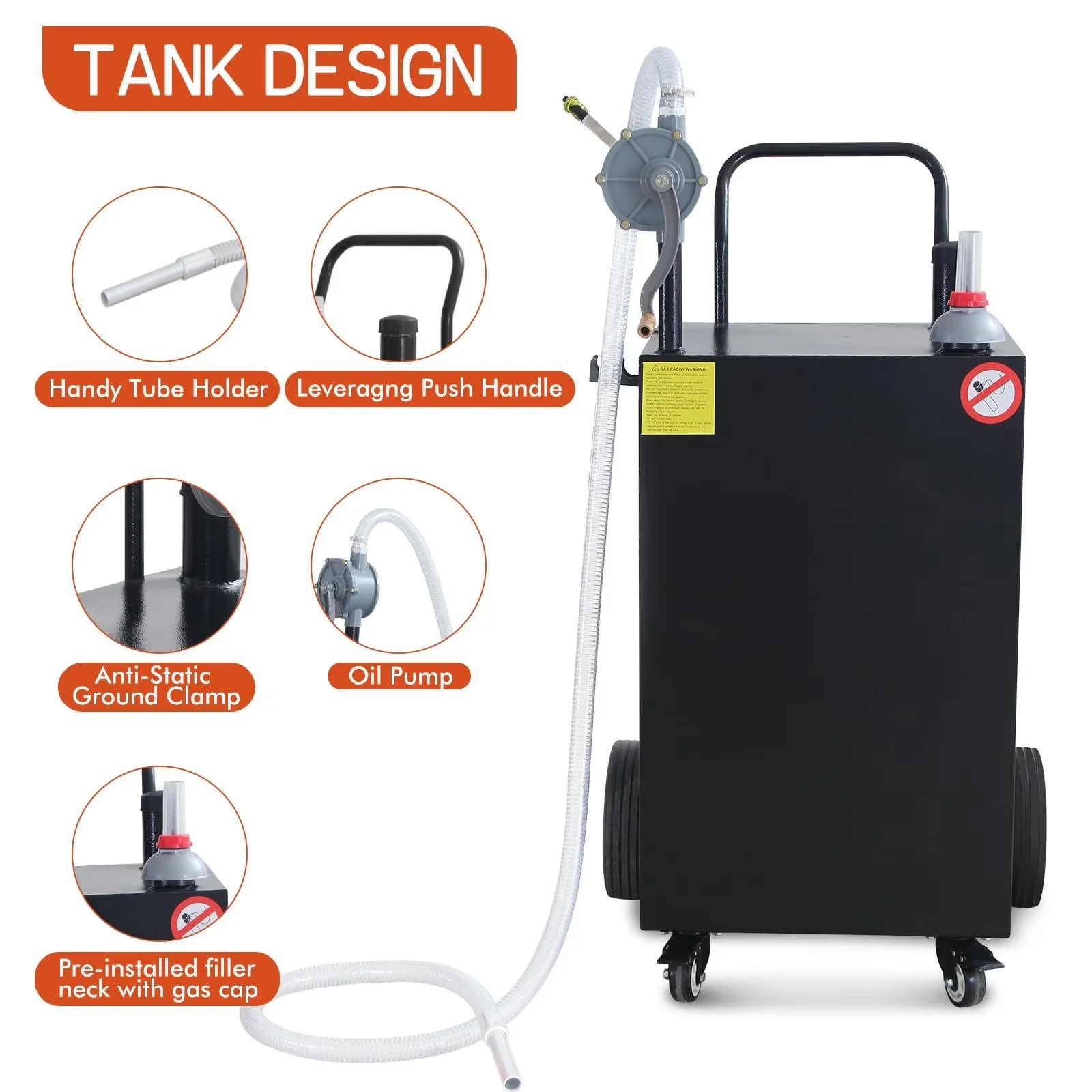 Quality Replacement Parts Accessory with Portable, Fuel Transfer Tank, Pump - Black Steel Model B73F9F