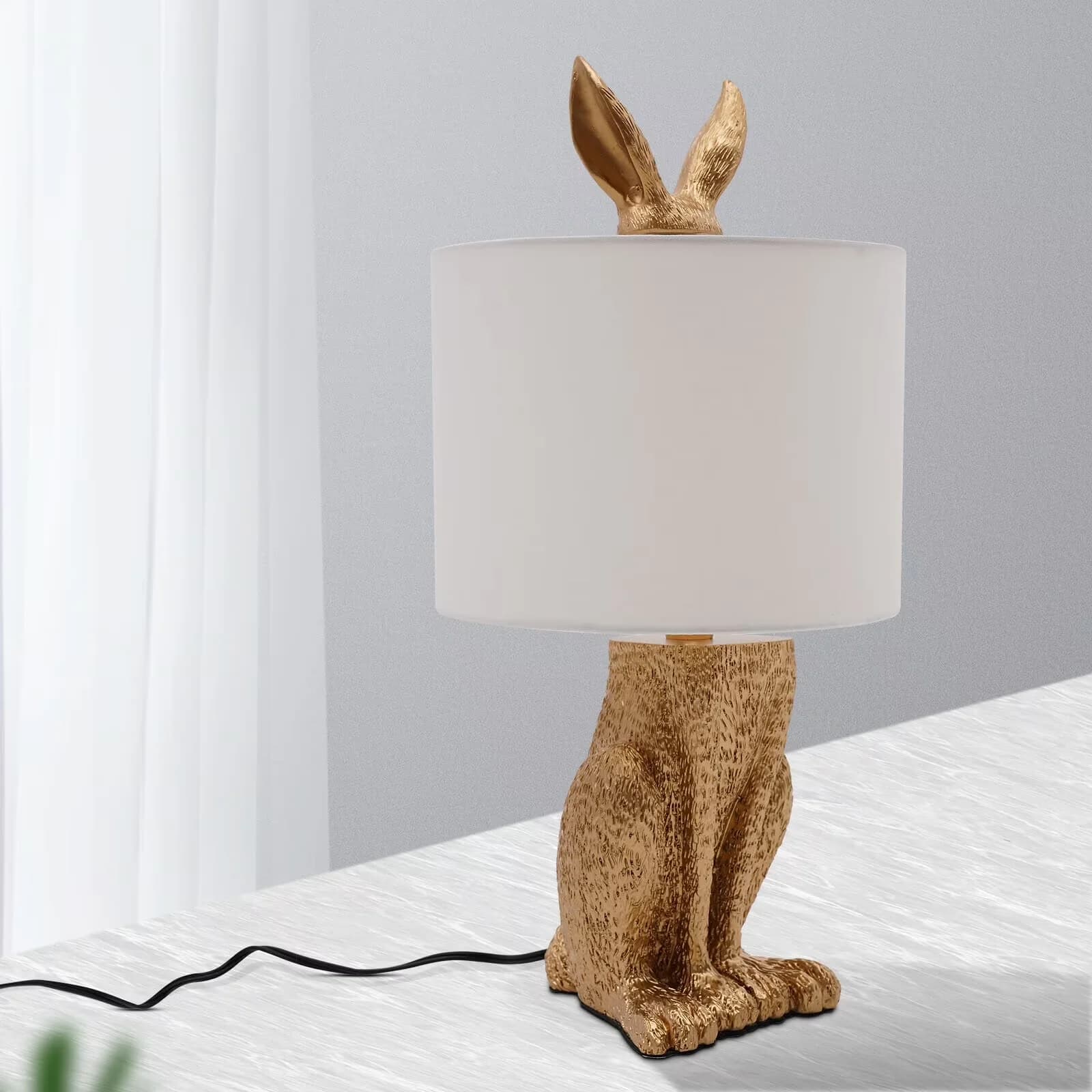Stylish Table Lamp with Incandescent, Modern - Iron Gold Rabbit - Durable Build Model 9D4C2A