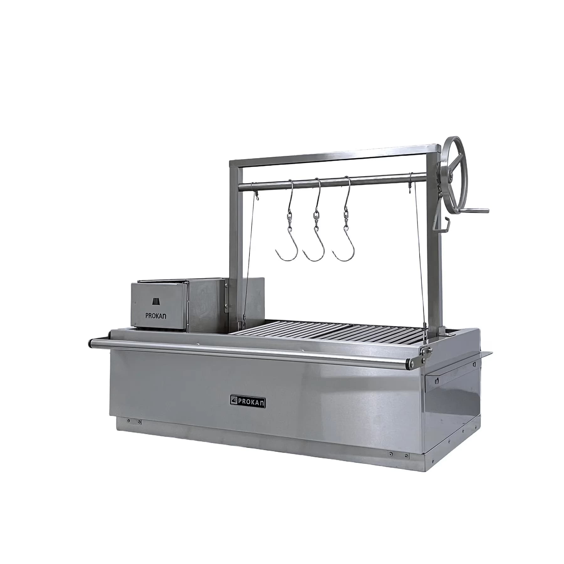 Classic Flat Top Grill with Tool Holder, Rust Resistant, Adjustable Charcoal Tray - Stainless Steel Silver Model 61D08F