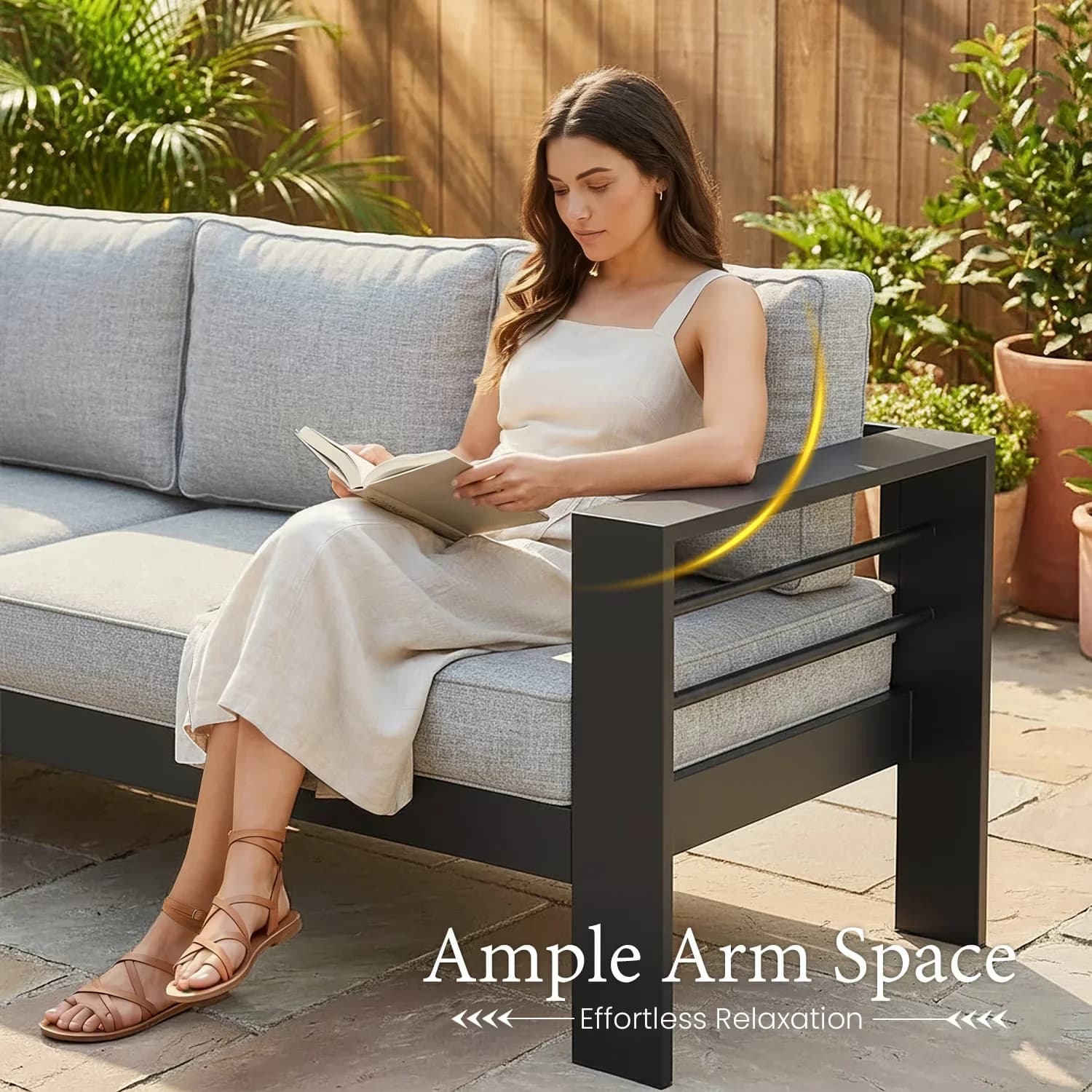 Patio Conversation Set Sleek with Fire Pit Table, Aluminum Furniture - Industrial Grade Model 707A27