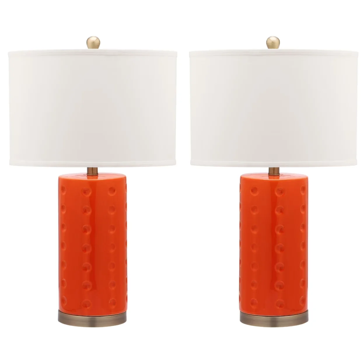 Versatile Table Lamp with Transitional, Contemporary, Set of 2 - Orange Ceramic Model 198F17