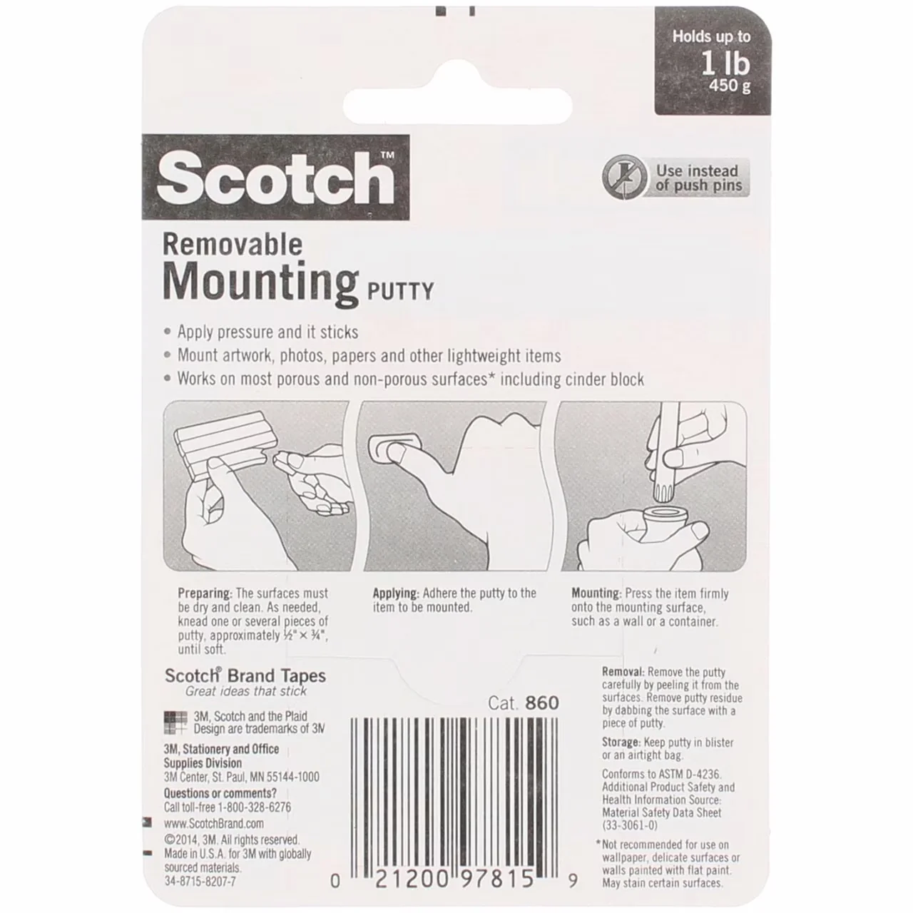 Professional Damage-Free Hanging with Removable Mounting Putty, 2 oz (5 pack), Size 2 oz. - White Model FB2FC2