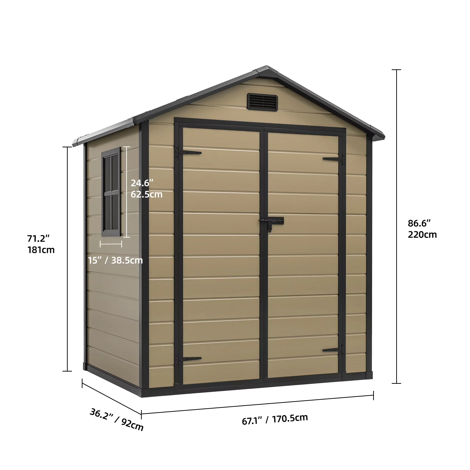 Quality Shed with Waterproof, Reinforced Floorfor Garden, All-Weather Storage - Brown Resin Model FEAB84