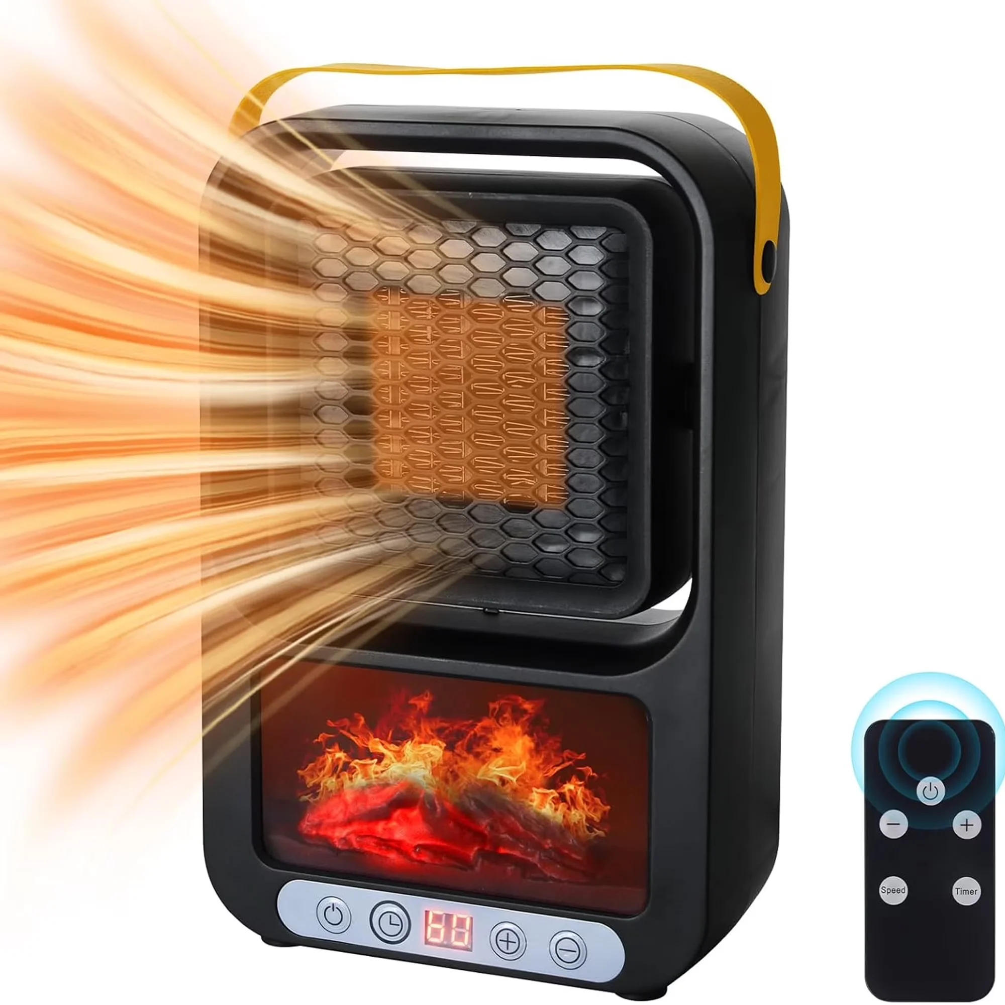 Professional Portable And Electric Space Heater with LED, 800W - Black for Indoor Model 4A749E