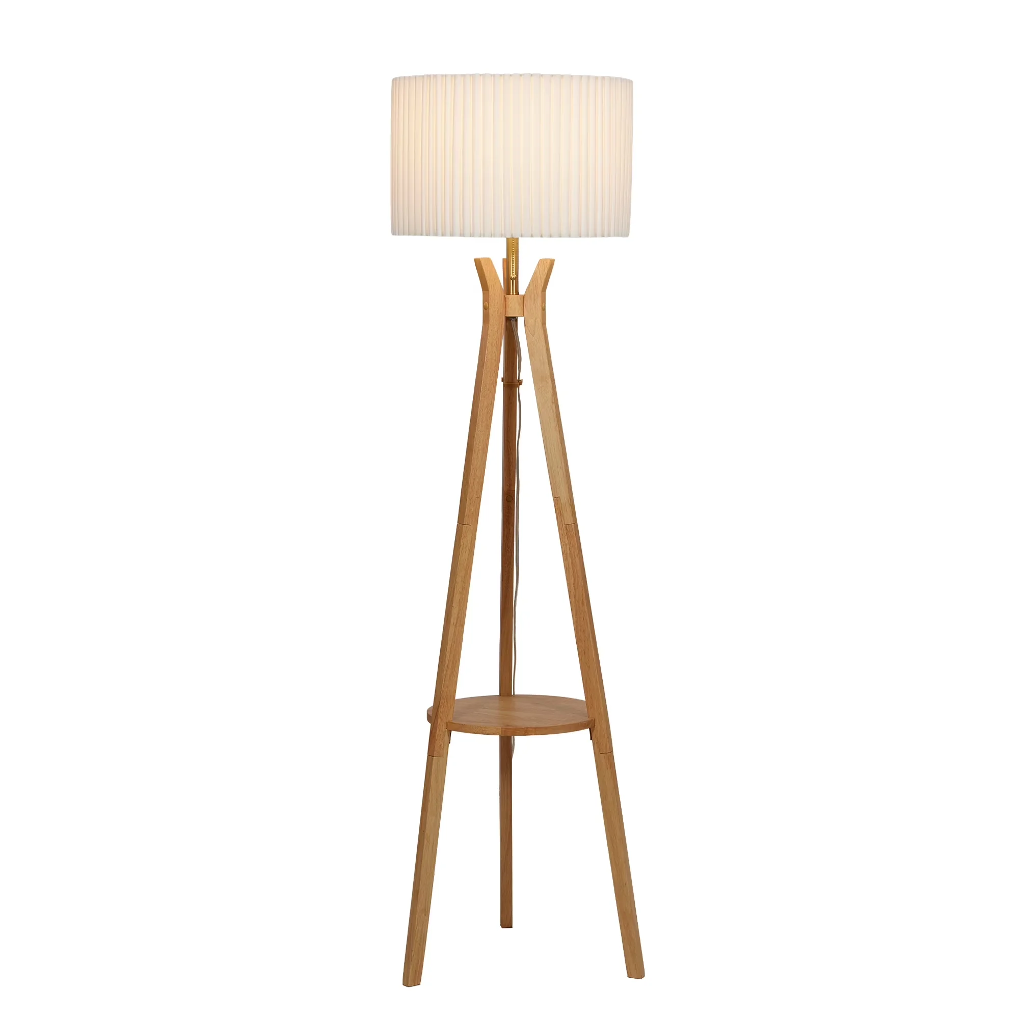 Essential Lamp with LED, Transitional, Tripod Lamps - Rubber Wood; Iron; Copper; Pvc; Acrylic Fabric; Abs White Model A5E0BC