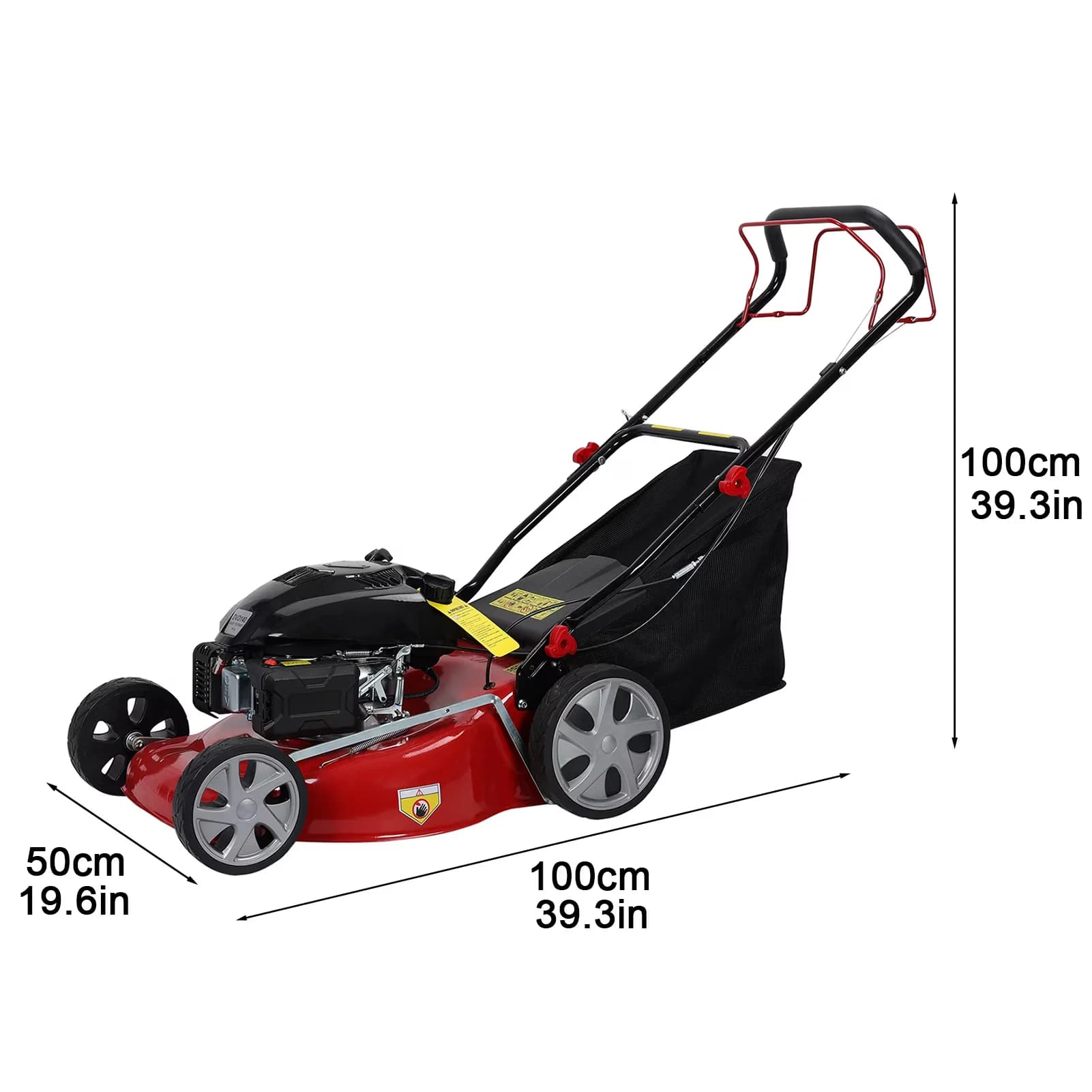 Reliable Push Mower with Folding Handle, 141cc Gas Engine Lawn, 50L Grass Tank - Red Model 4749B2