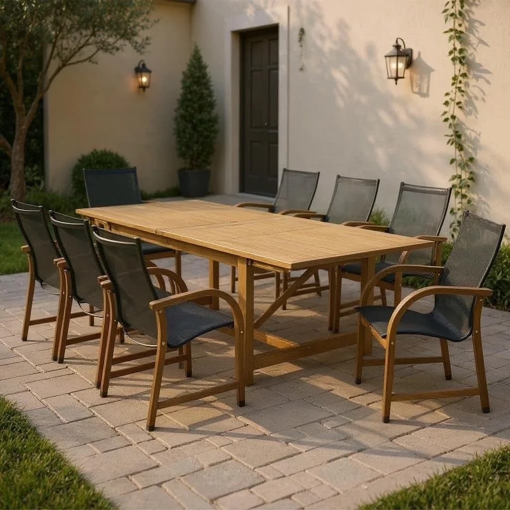 Patio Dining Set Professional with Contemporary, Storage - Eucalyptus Wood 100% Fsc Certified Model EFE9FE