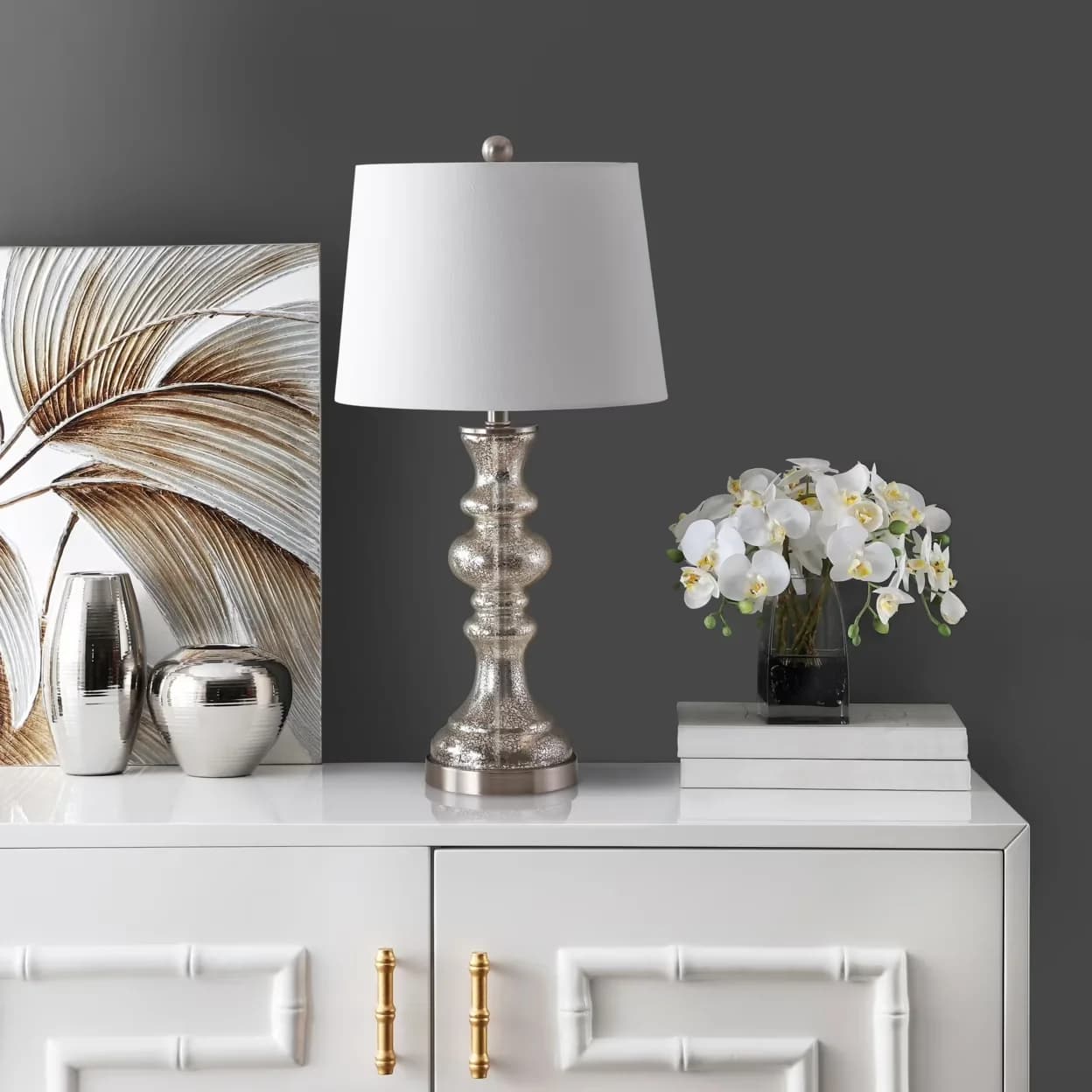 Lamp Set Premium with LED, Farmhouse, Ephraim Antique 28.5 in. H Table - Wood Brown Model DF4D65