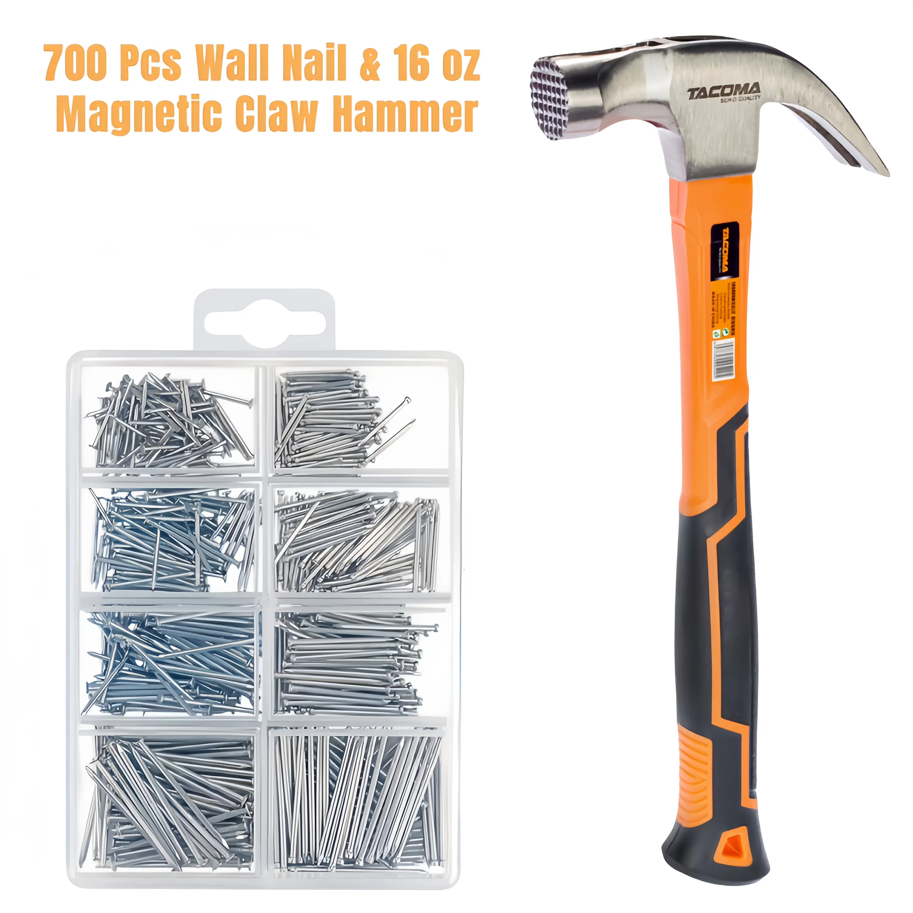 Quality Hand Tool Set with Magnetic, Rust Resistant, Chrome-Plated Nails - Steel for Home Model 62C686