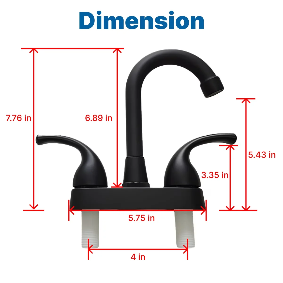 Modern Plumbing - Black Stainless Steel Pipe, Plastic Handles And Deck Plate Model 030158