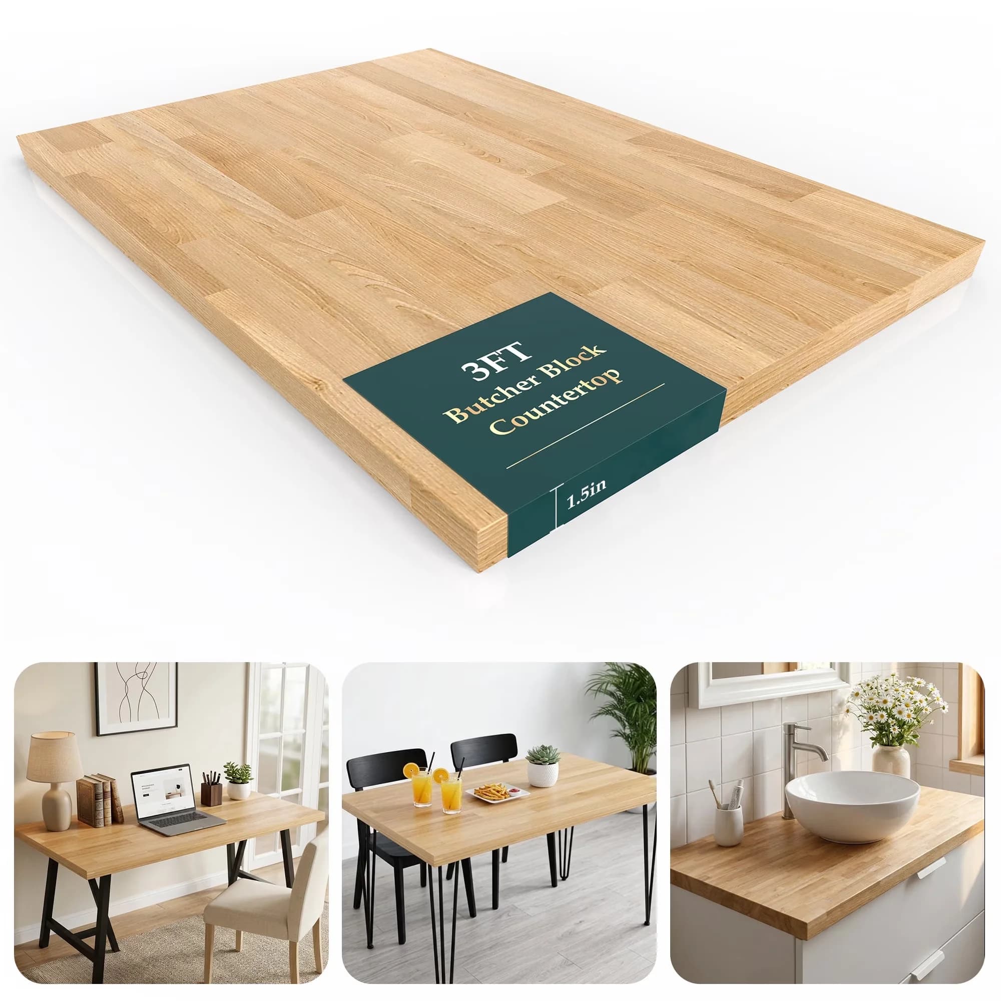 Quality Bathroom Renovation with Solid Wood Table Desk Top - Birch for Kitchen Model 419BEF