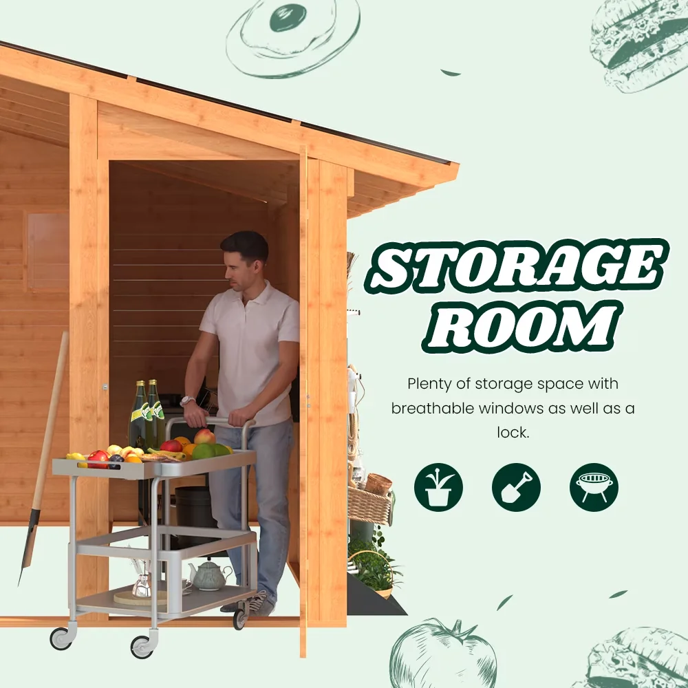 Shed Quality with Water-Resistant - Brown Wood for Garden Outdoor - Low Maintenance Model D42207
