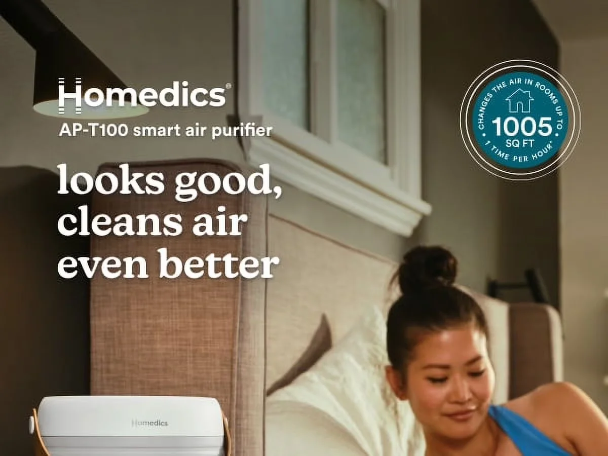 Modern Air Purifier with Smart Technology Capable, Medium Rooms, Odors - Gray Model 7DE652