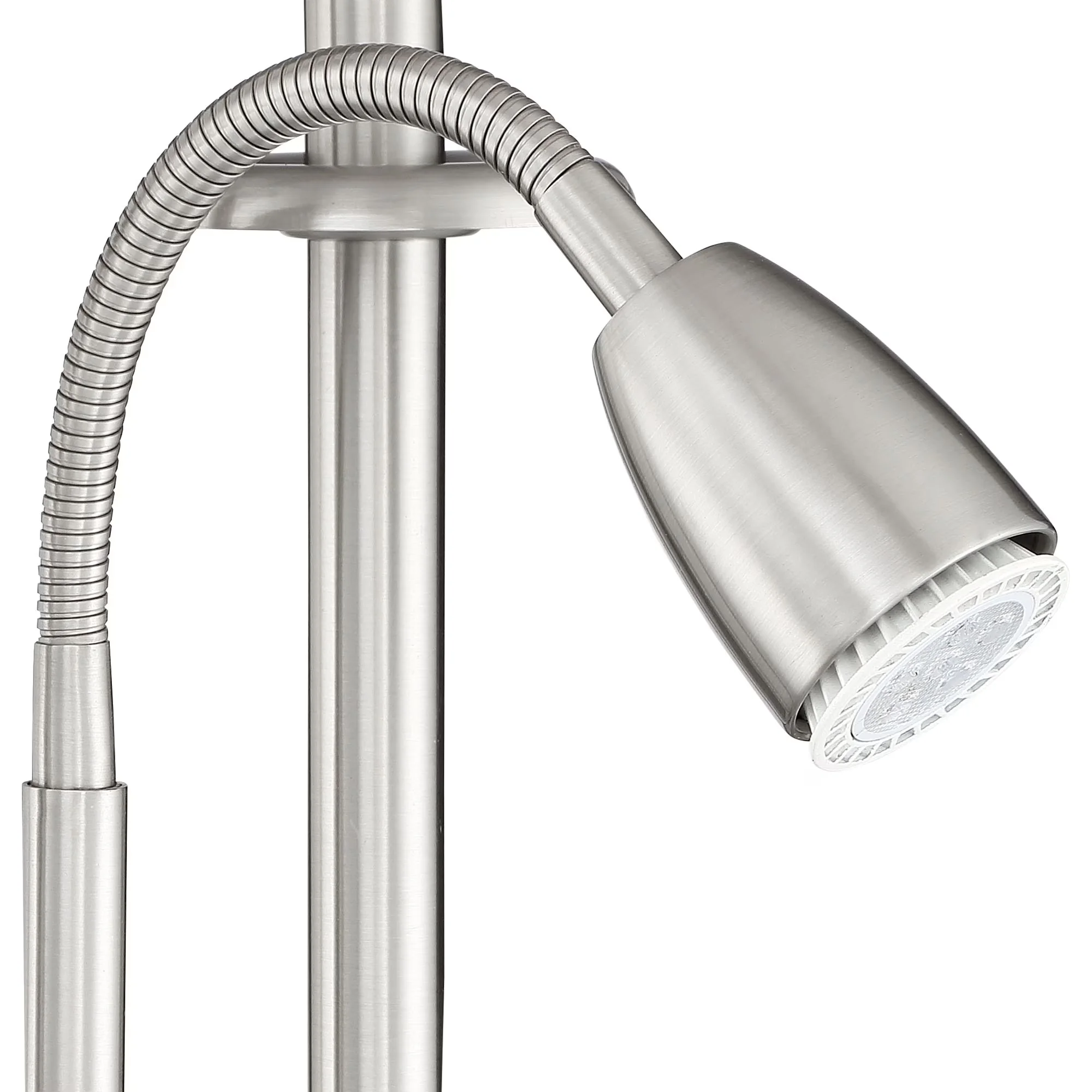 Modern Desk Lamp with LED, Adjustable Head - Brushed Nickel Silver Dexter Model 668FB8