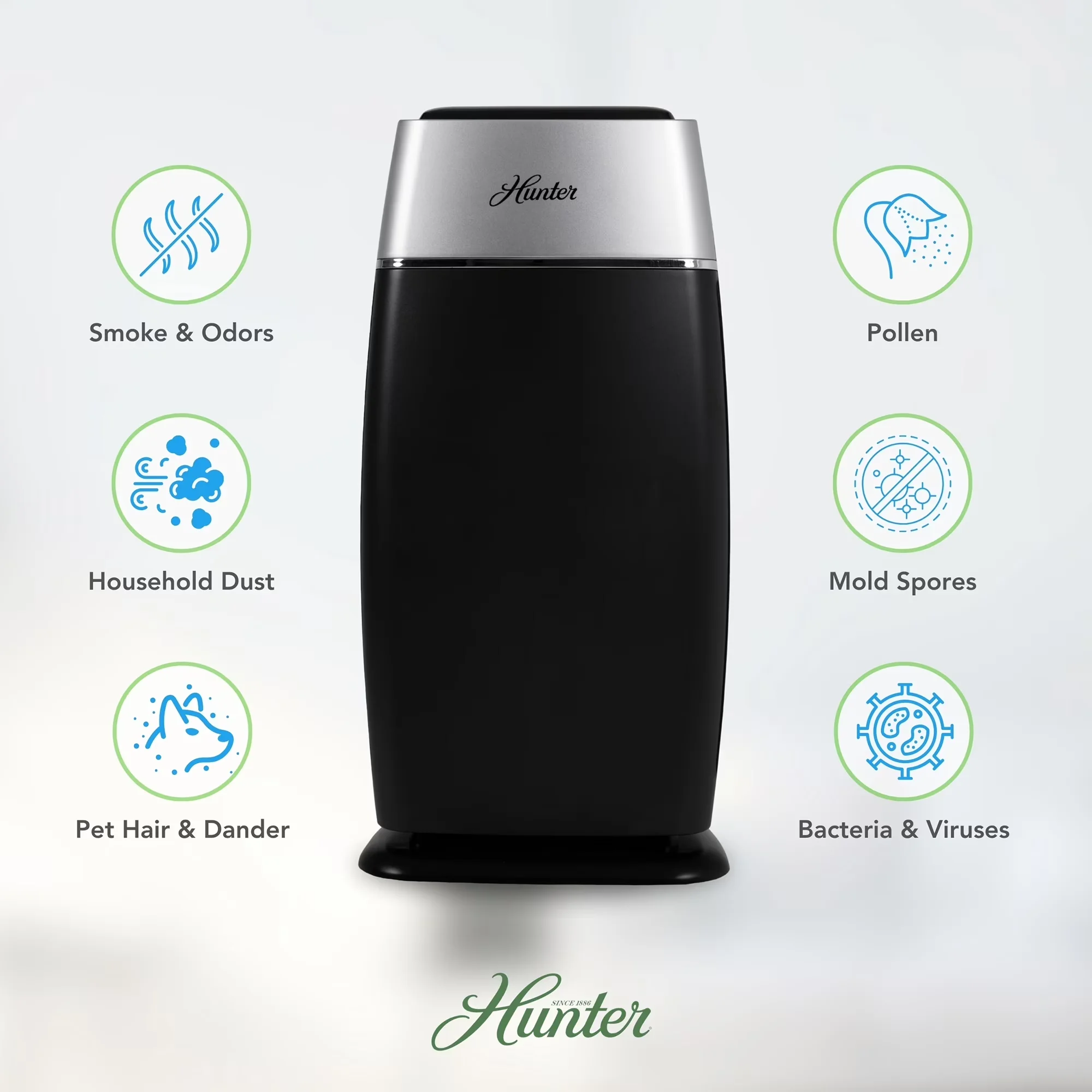 Essential Air Purifier with Filter Change Indicator, Gray & Silver - Silver Model F8B801