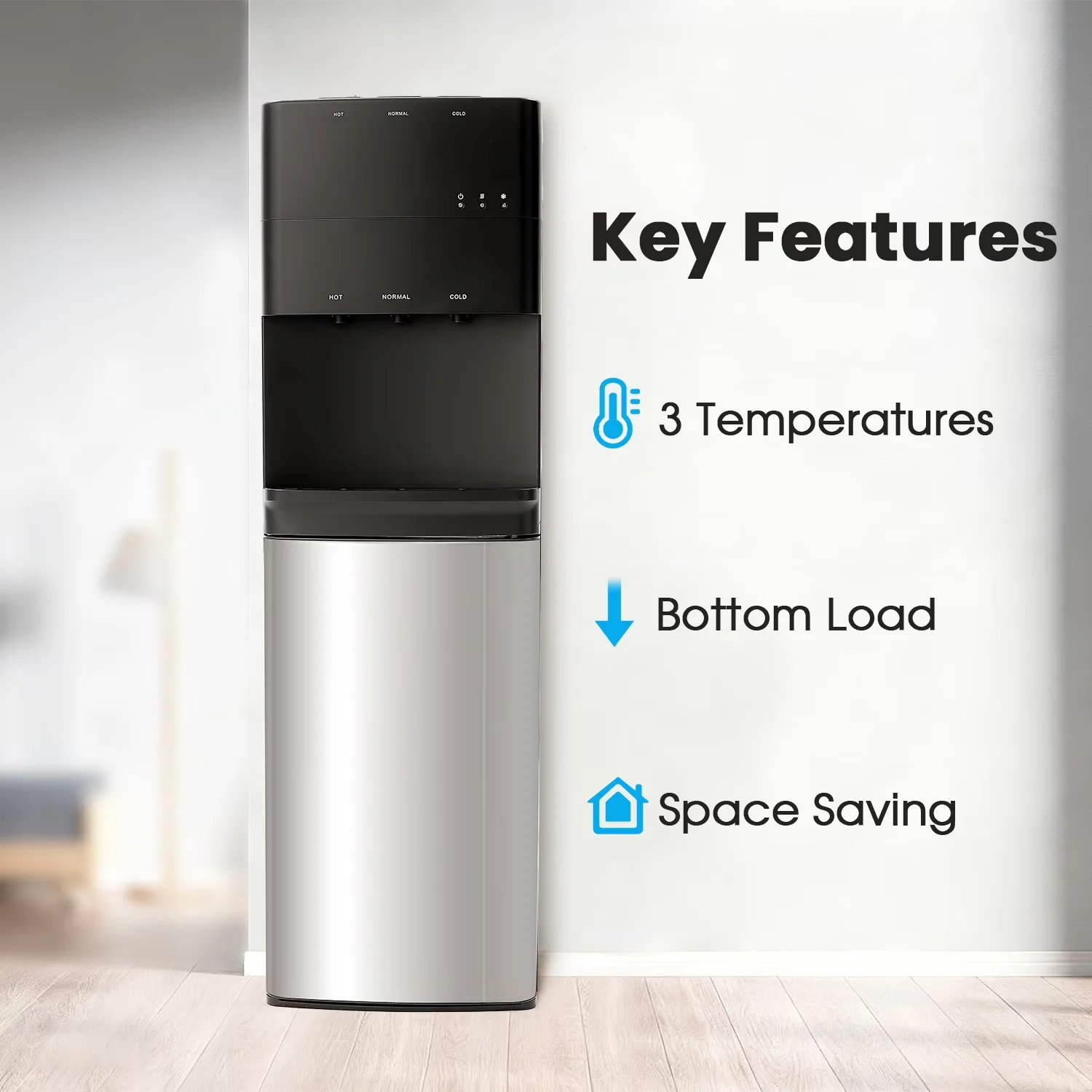 Water Filtration Classic with Energy Saving, Child Safely Lock - Black Stainless Steel Model 8FC6B1