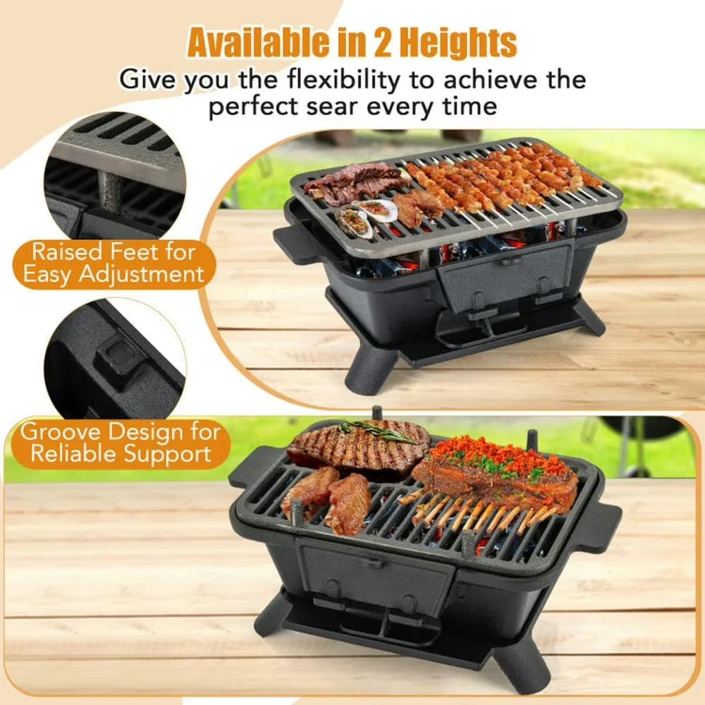 Professional Flat Top Grill with Portable, Grate Lifter - Cast Iron Black Model 67F61F