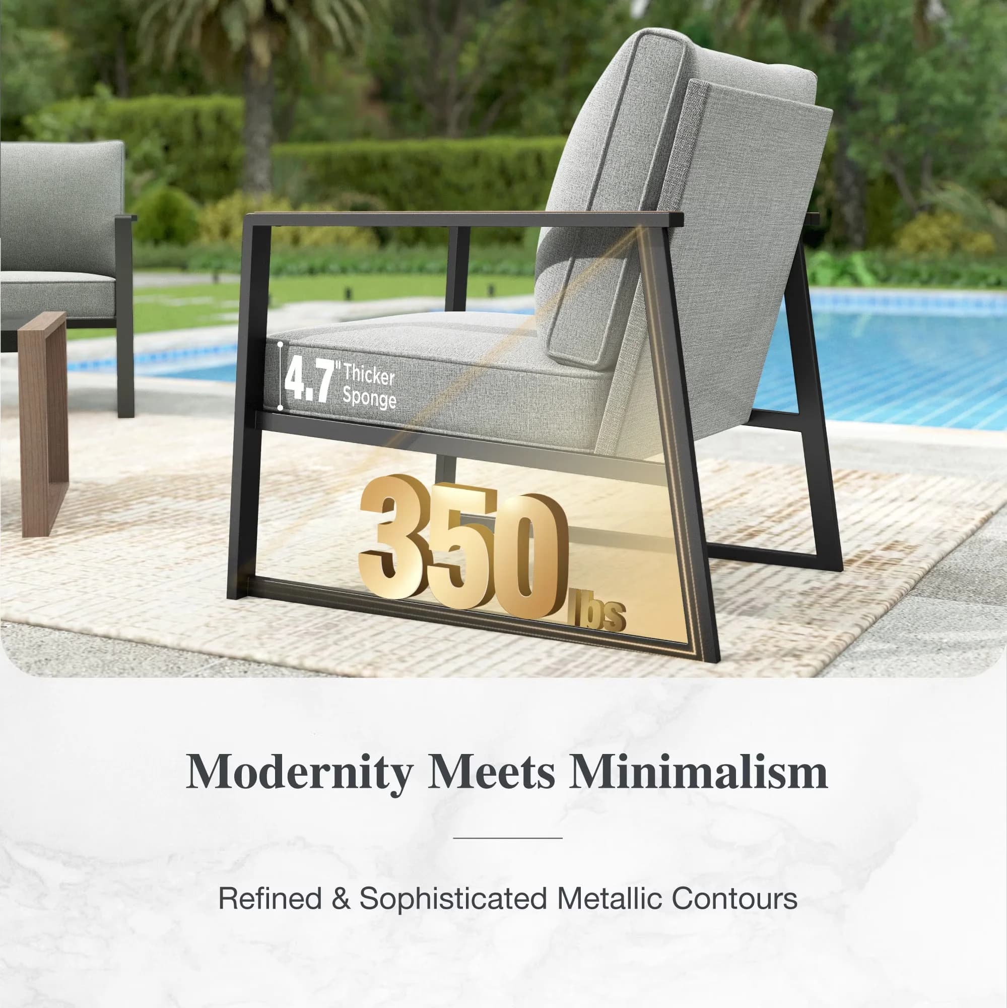 Professional Patio Conversation Set with Weatherproof, Gray - Seat - Traditional Style Model A581C1