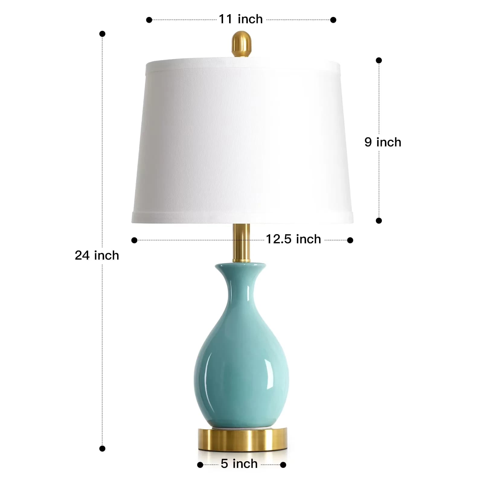 Classic Lamp Set with LED, Eco Friendly, Energy Efficient - Green Ceramic for Living Room, Bedroom Model D15AB8