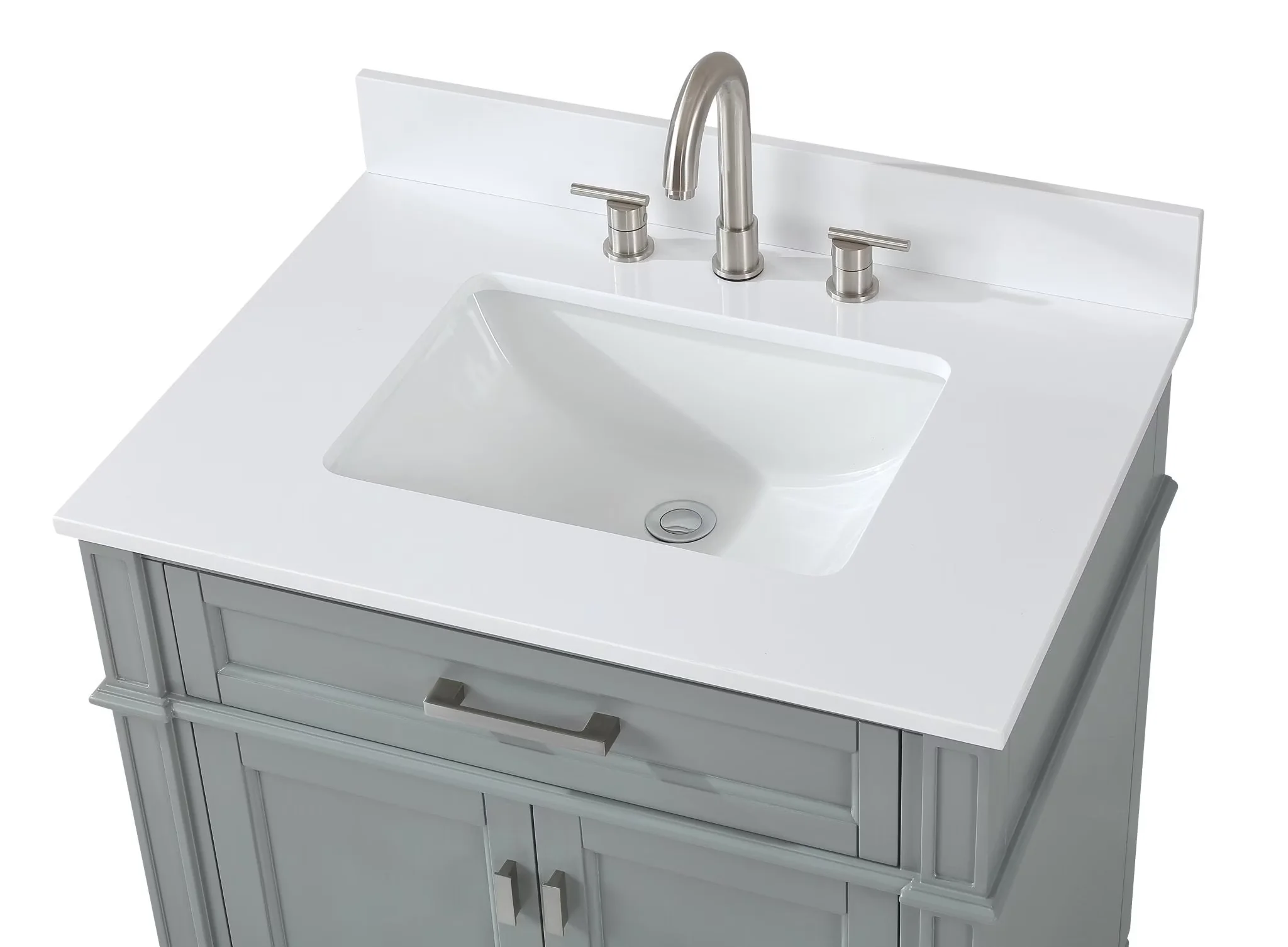 Reliable Bathroom Renovation with Brand 30" Modern Gray Vanity, White Quartz Top - Model DE4B6B