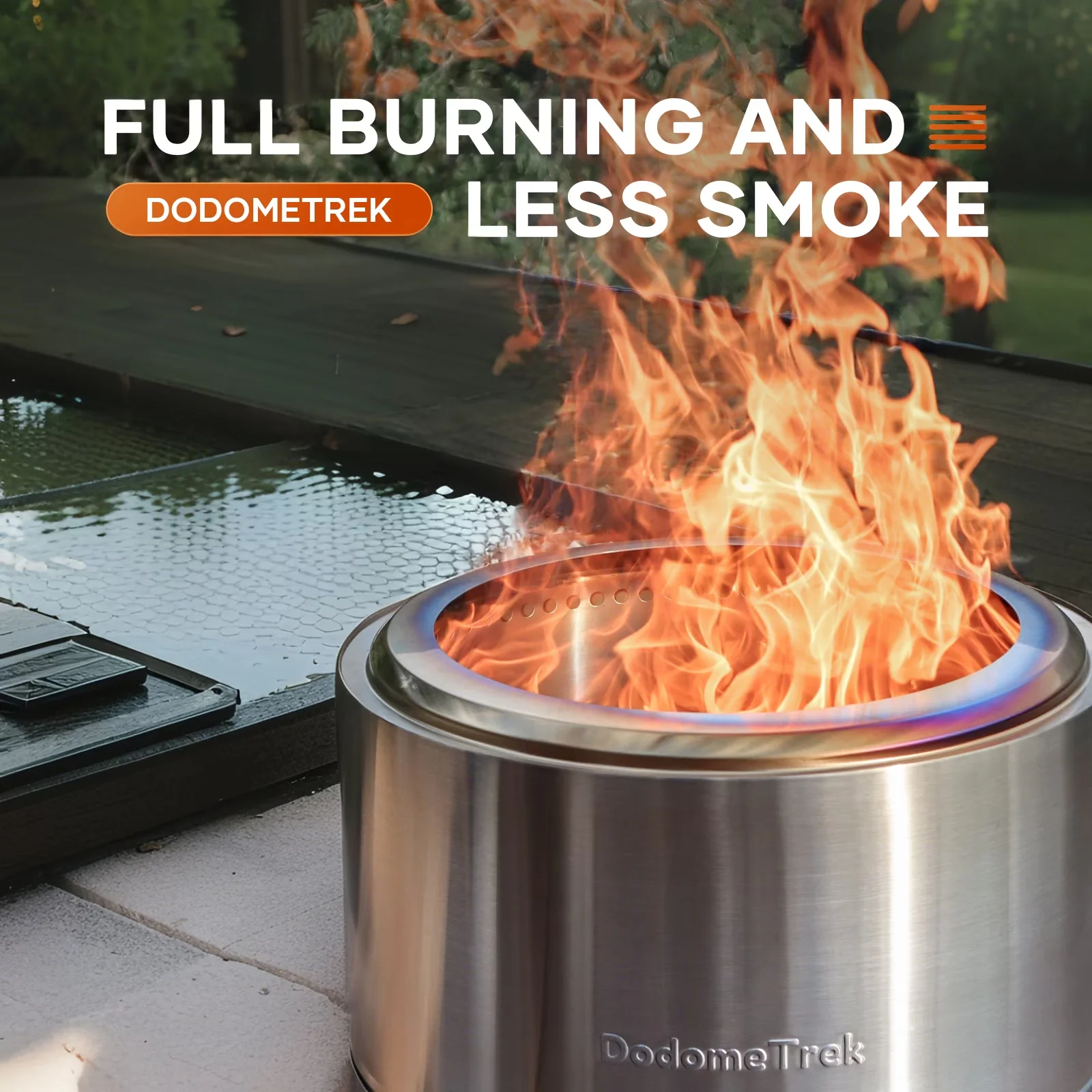 Premium Outdoor Heating with Portable, Smokeless - Silver Stainless Steel Model DA8EAD