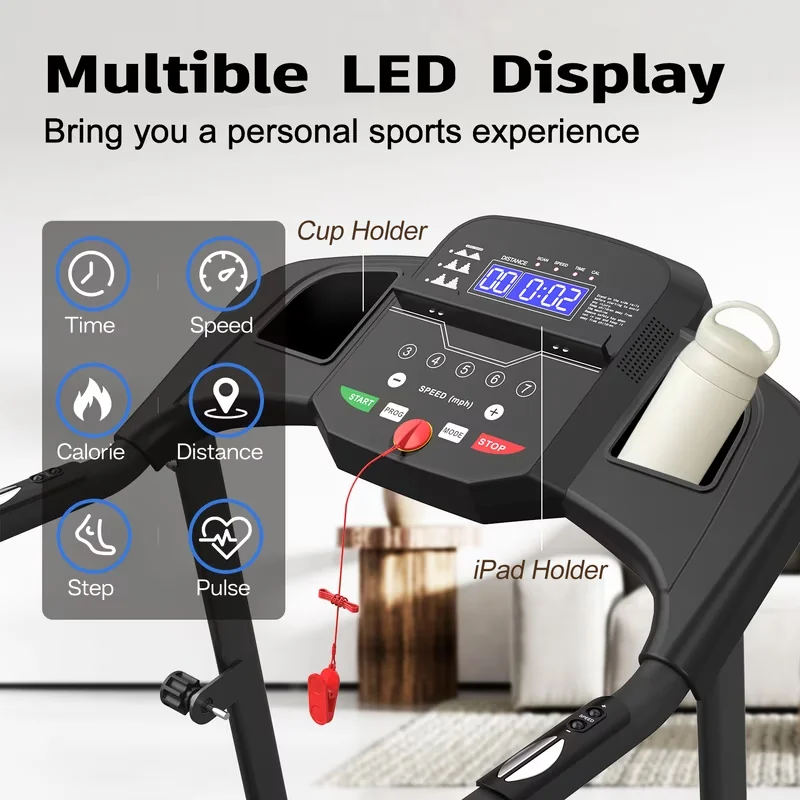 Home Gym Efficient with Foldable, Folding Treadmill, Compact Running Machine - Steel Alloy for Home Model 82C628